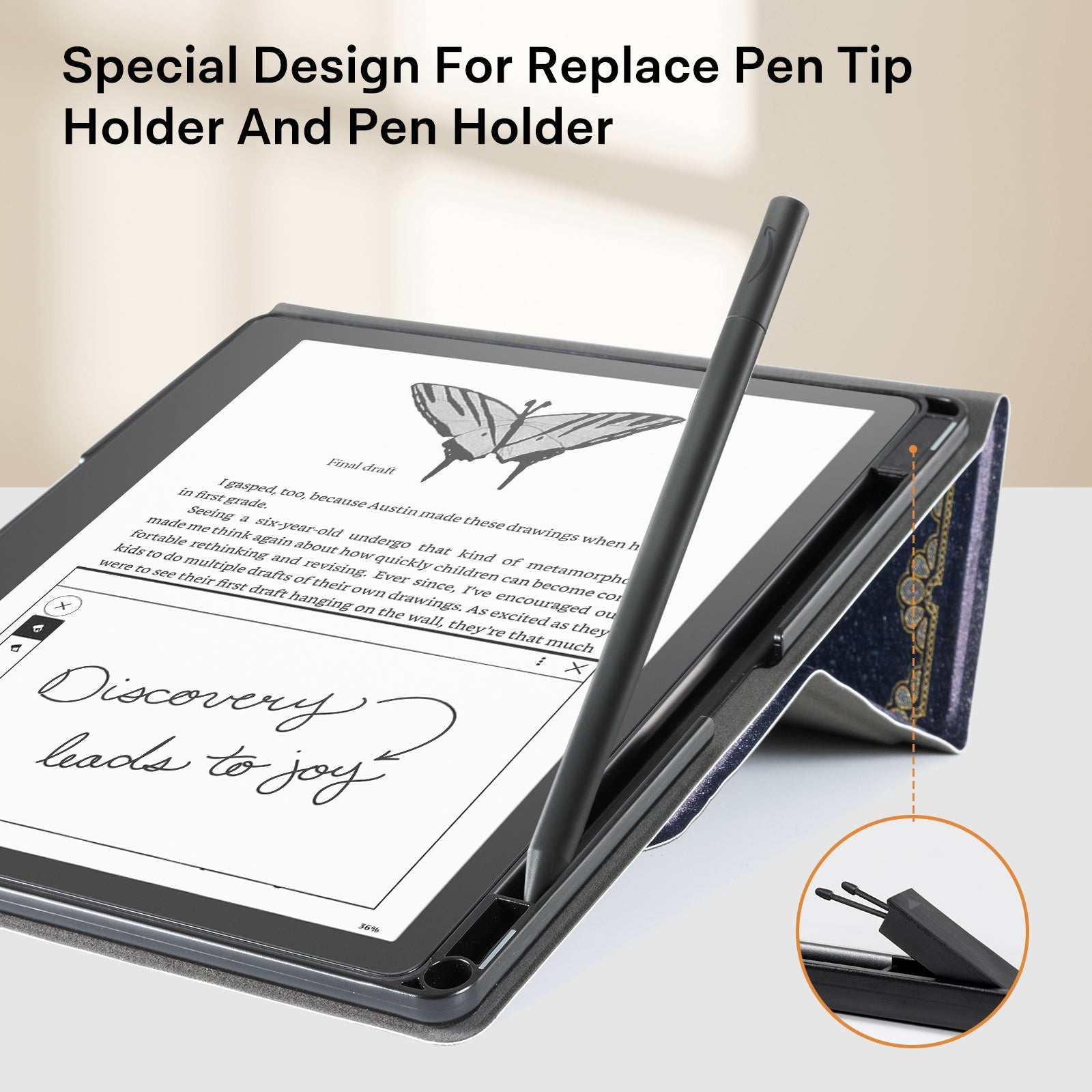 Classics Dark Blue Notes Kindle Scribe 10.2 Inch Folio Case