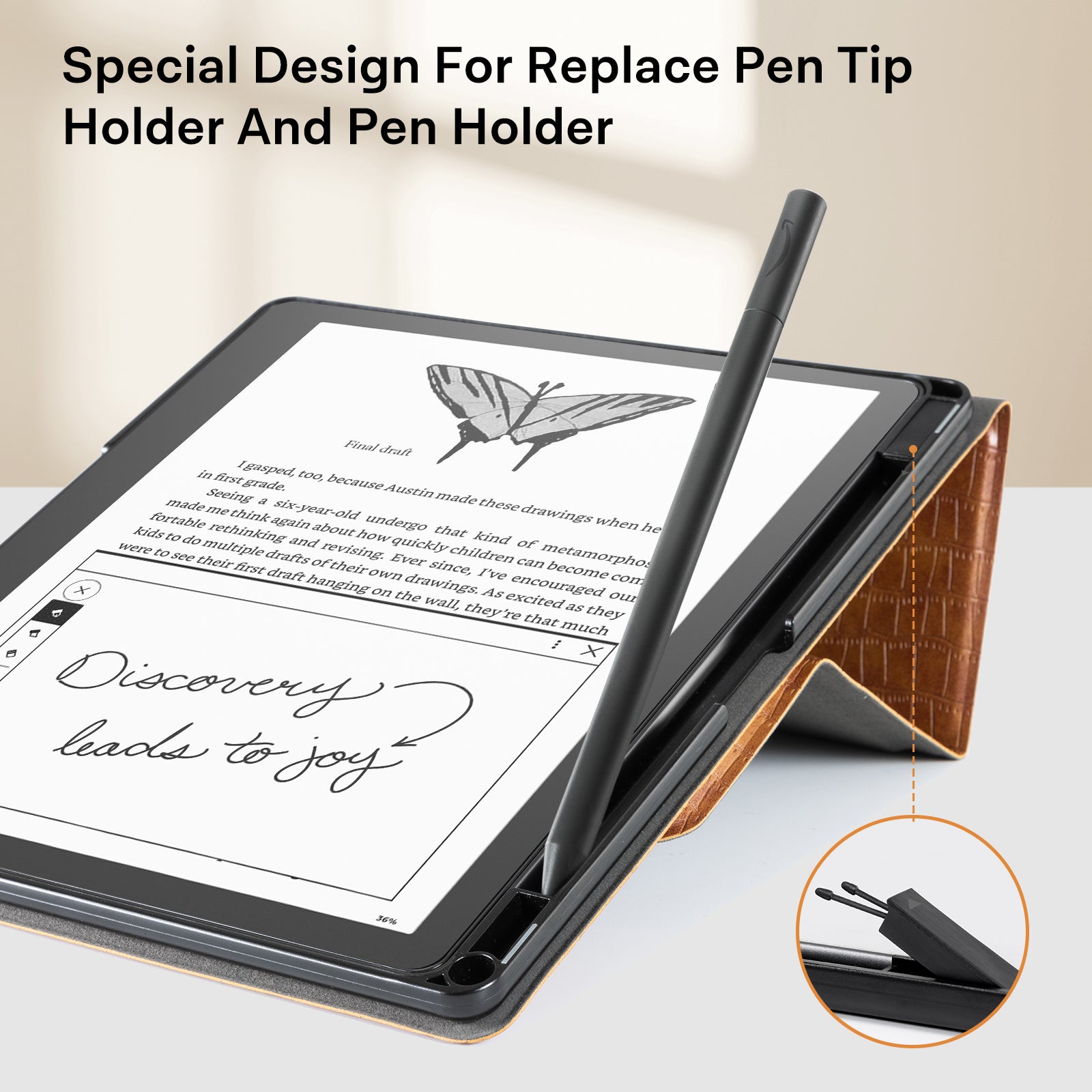 Kindle Scribe (2022/2024 10.2 Inch) tri-fold Stand#Color_Croco Brown