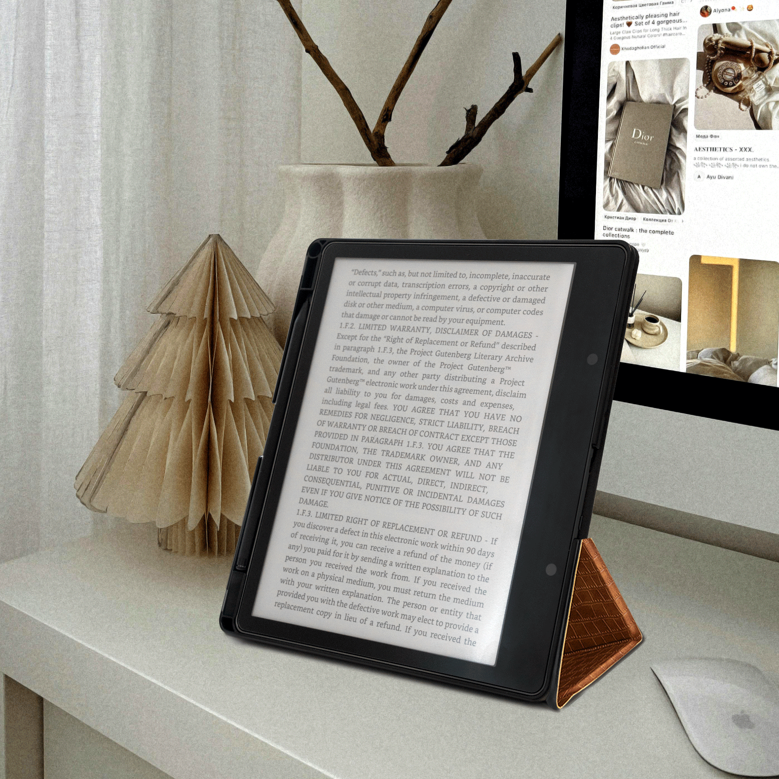 Kindle Scribe (2022/2024 10.2 Inch) tri-fold Stand#Color_Croco Brown