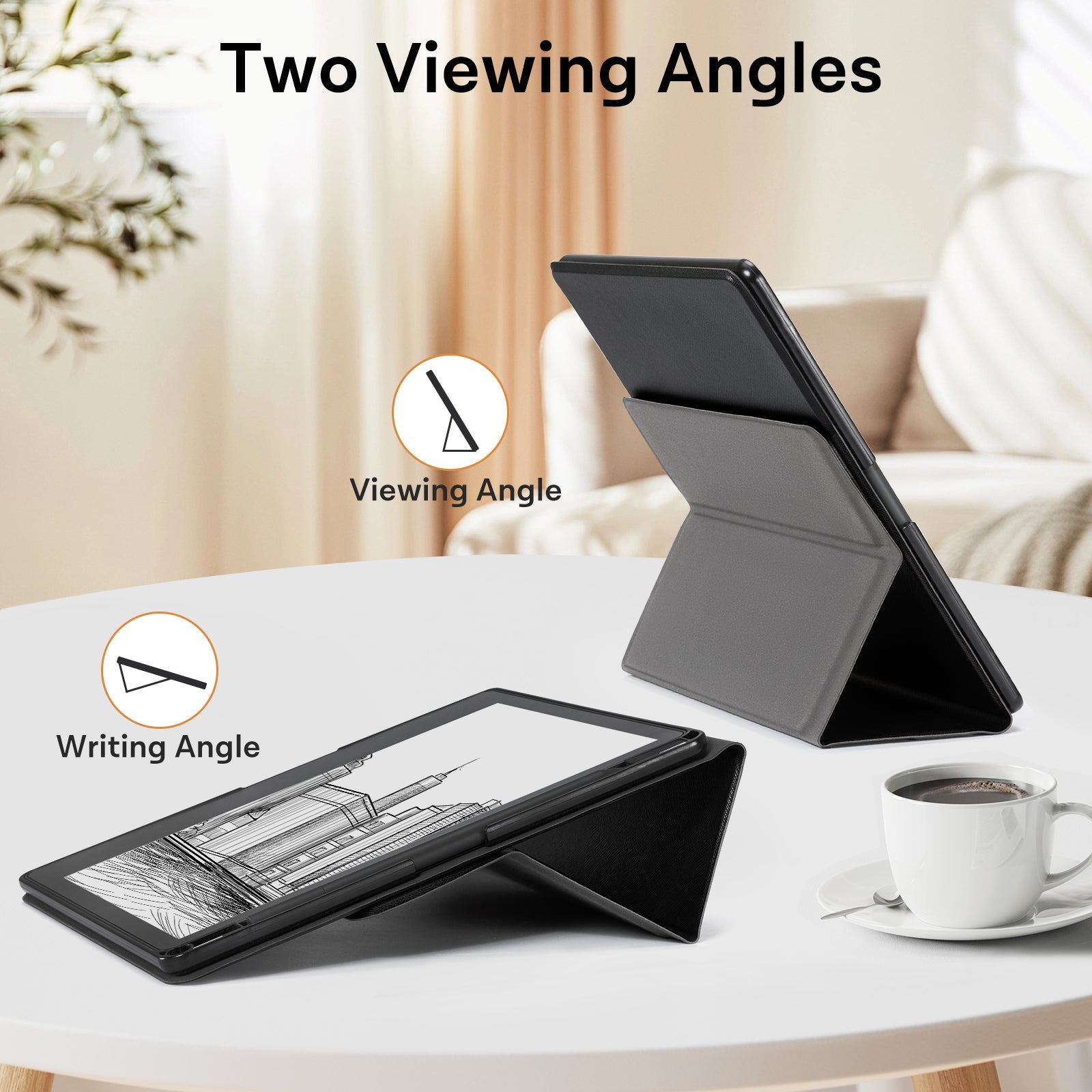 Kindle Scribe (2022/2024 10.2 Inch) tri-fold Stand#Color_Cross Texture Black