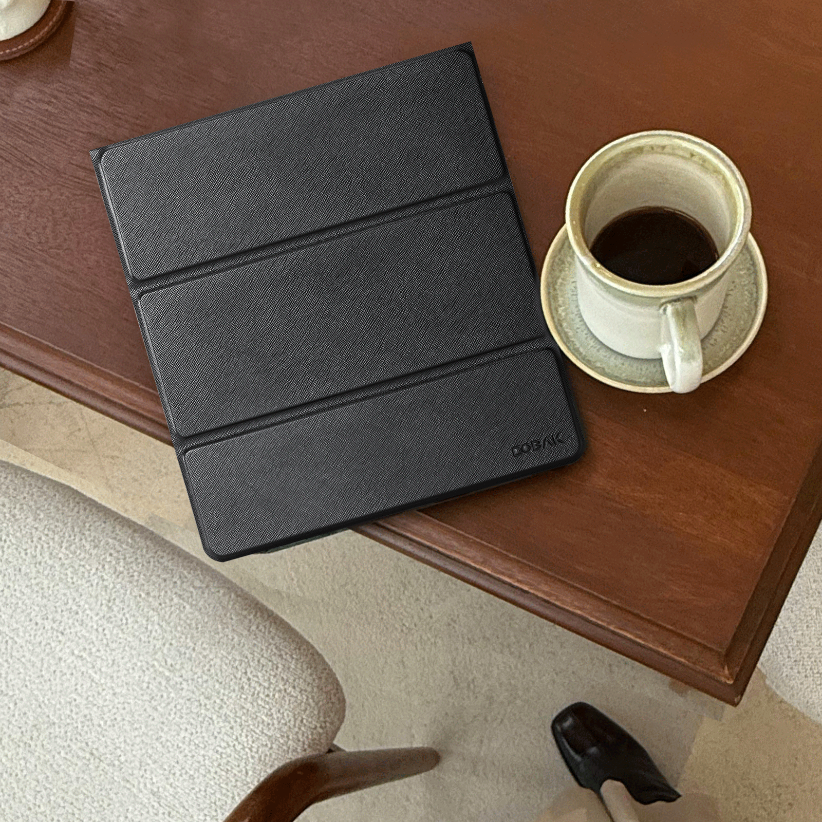 Kindle Scribe (2022/2024 10.2 Inch) tri-fold Stand#Color_Cross Texture Black