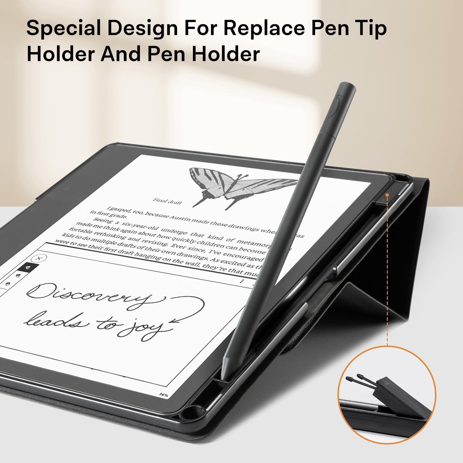 Kindle Scribe (2022/2024 10.2 Inch) tri-fold Stand#Color_Cross Texture Black