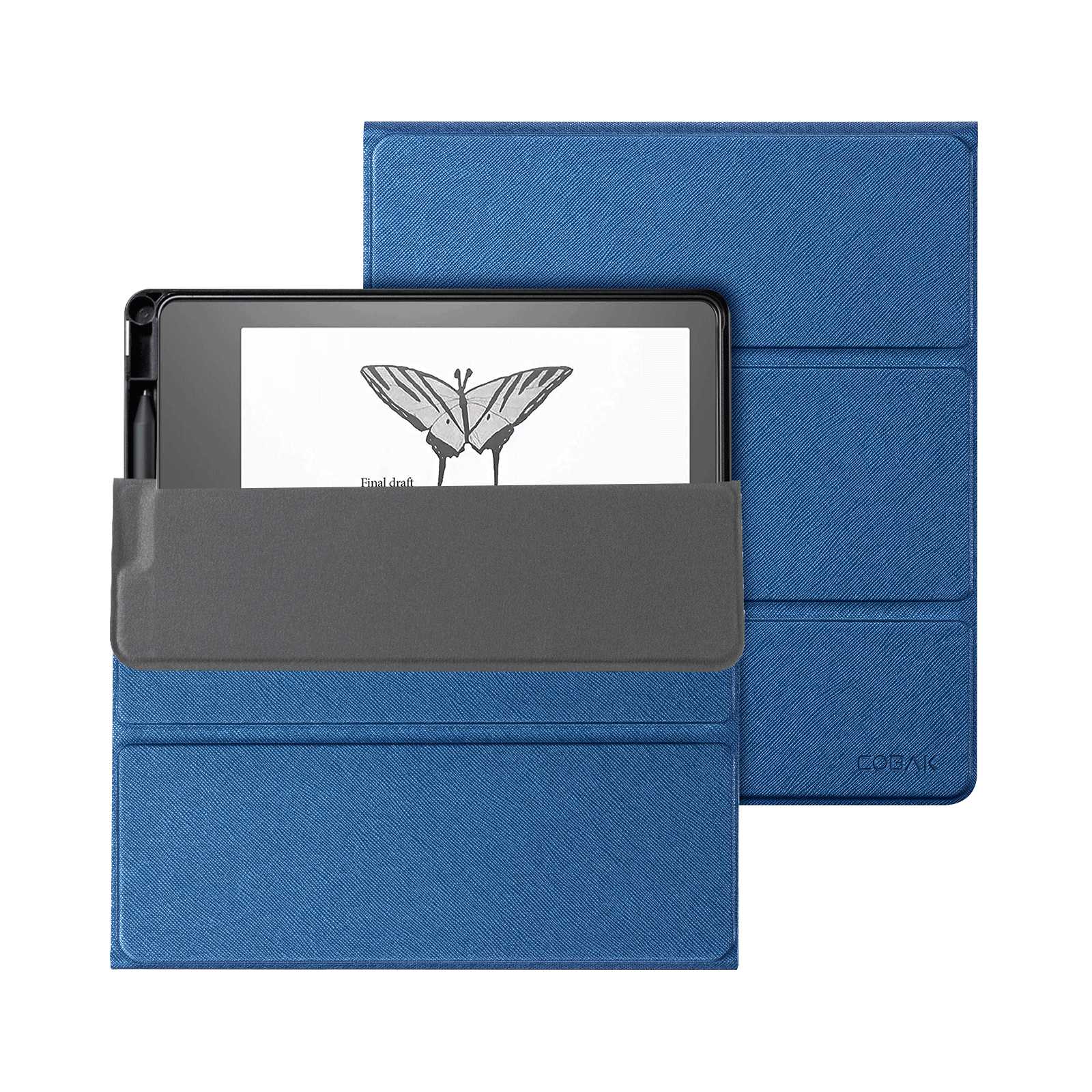 Kindle Scribe (2022/2024 10.2 Inch) tri-fold Stand#Color_Cross Texture Drak Blue