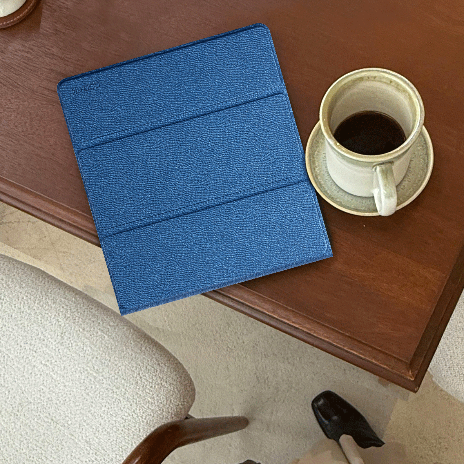 Kindle Scribe (2022/2024 10.2 Inch) tri-fold Stand#Color_Cross Texture Drak Blue