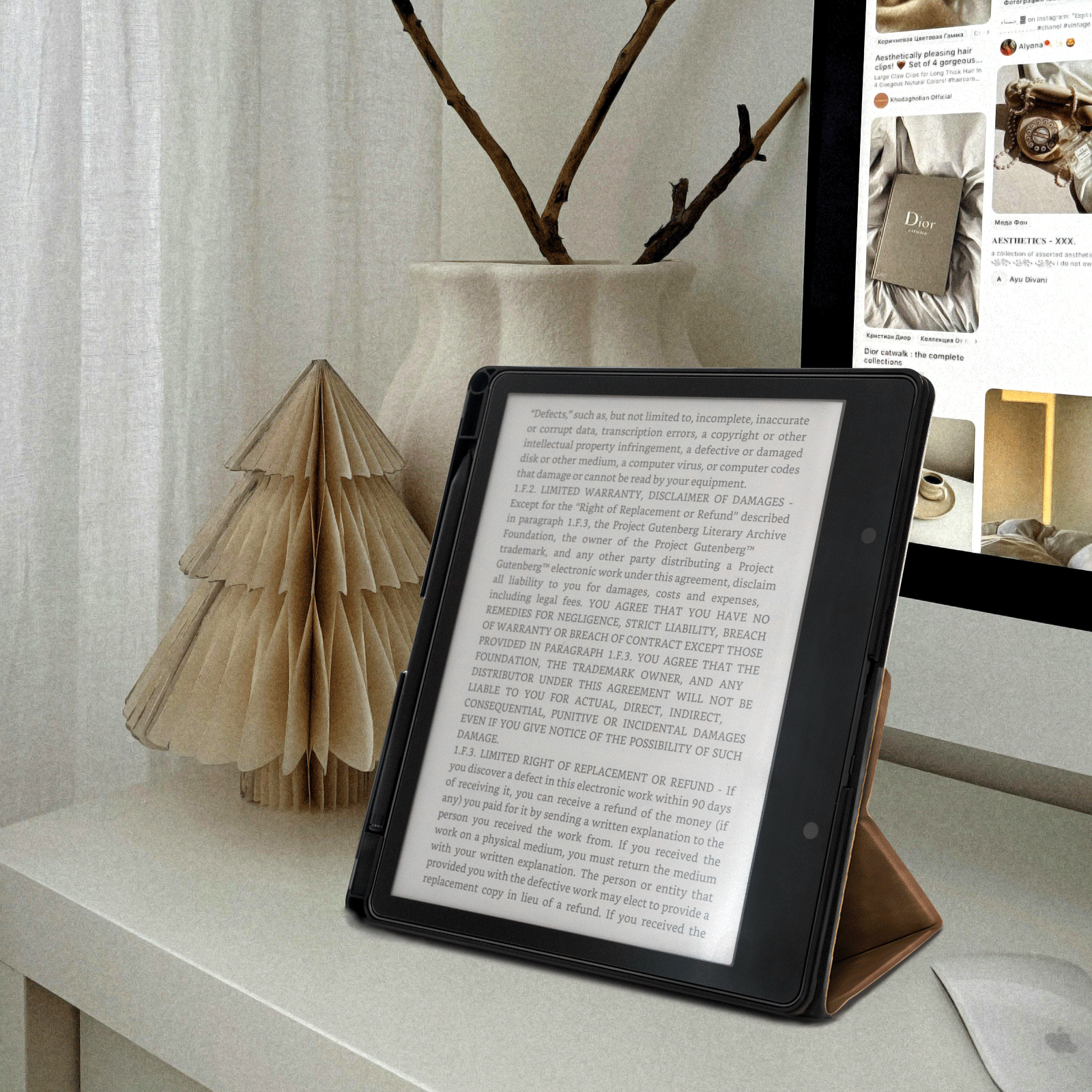 Kindle Scribe (2022/2024 10.2 Inch) tri-fold Stand#Color_Dark Brown