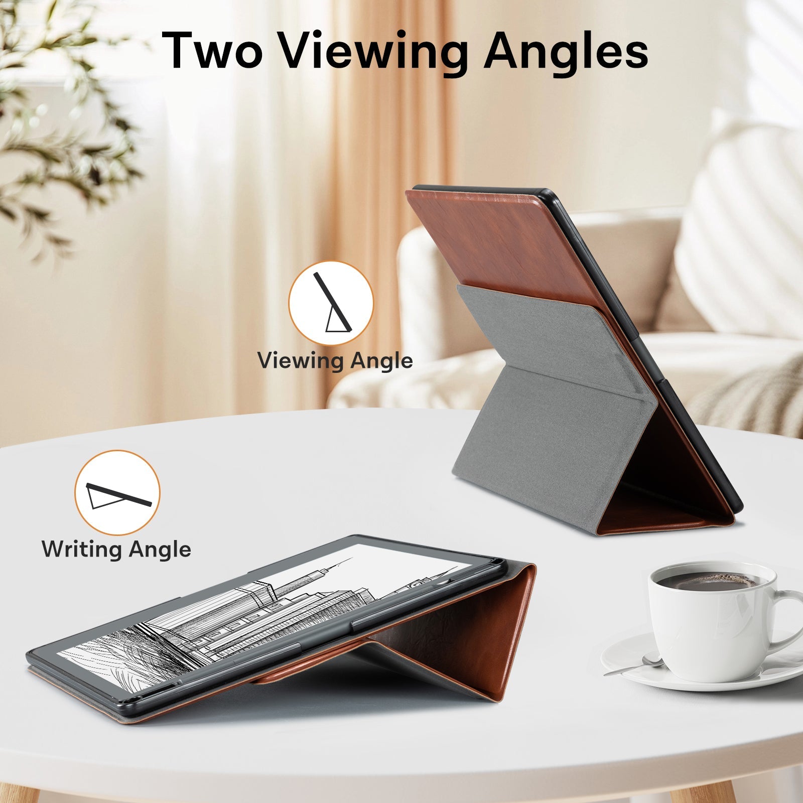 Kindle Scribe (2022/2024 10.2 Inch) tri-fold Stand#Color_Dark Brown