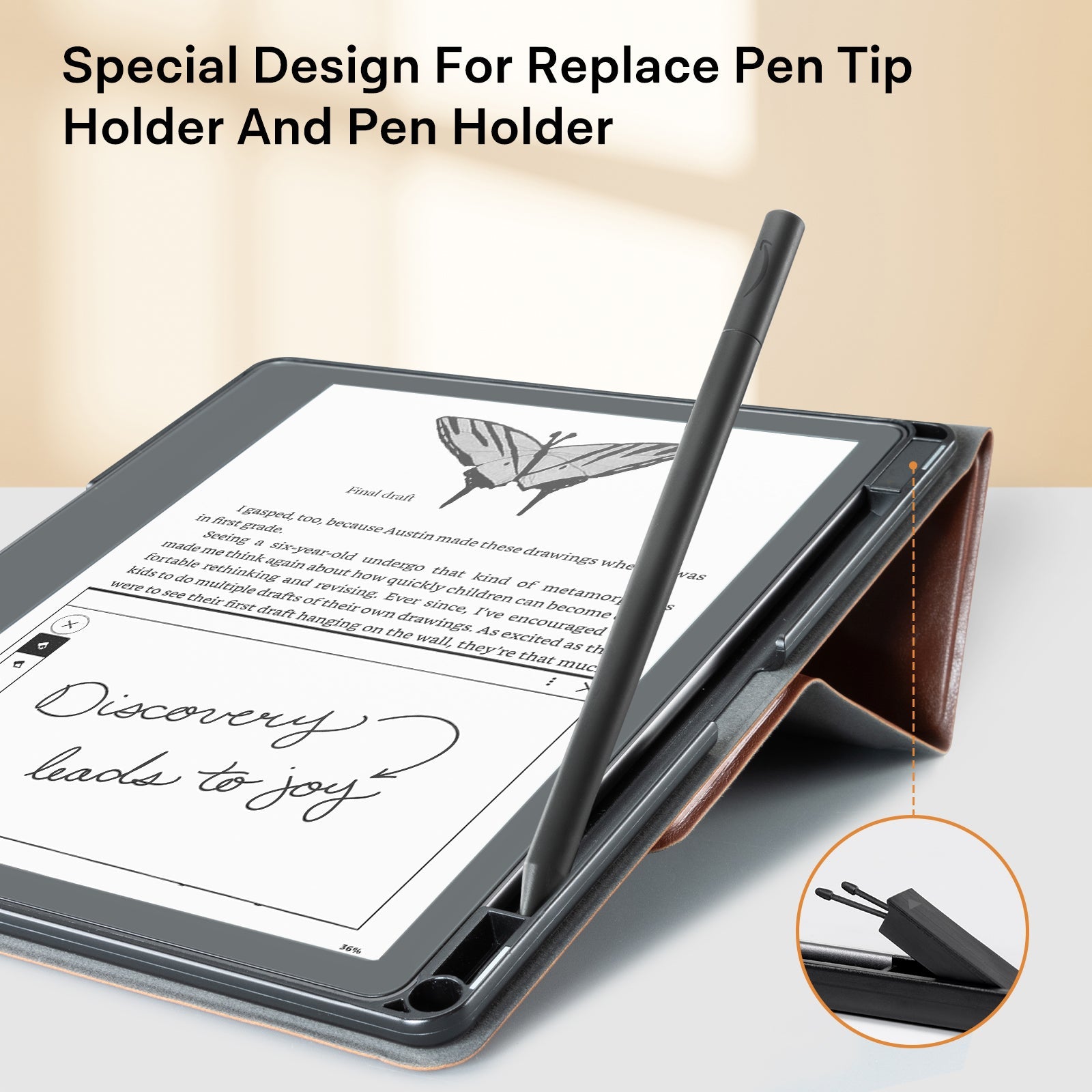Kindle Scribe (2022/2024 10.2 Inch) tri-fold Stand#Color_Dark Brown