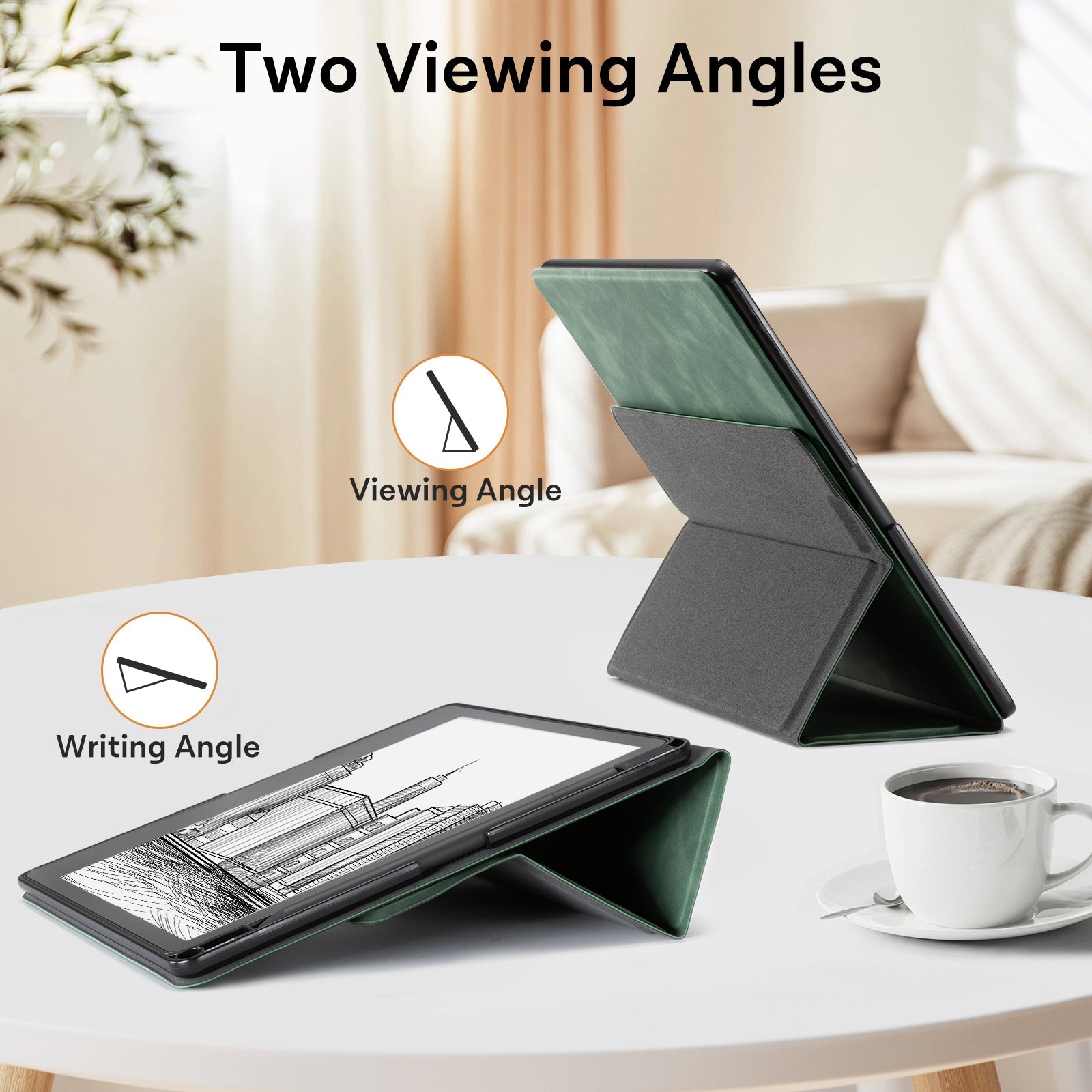 Kindle Scribe (2022/2024 10.2 Inch) tri-fold Stand#Color_Emerald Green