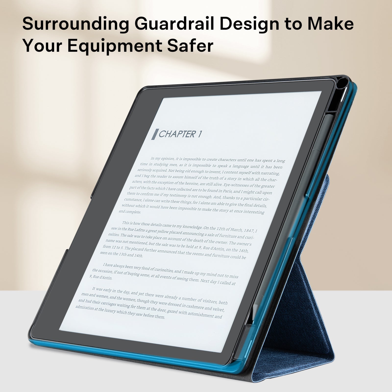 Kindle Scribe (2022/2024 10.2 Inch) tri-fold Stand#Color_Fabric Texture Blue
