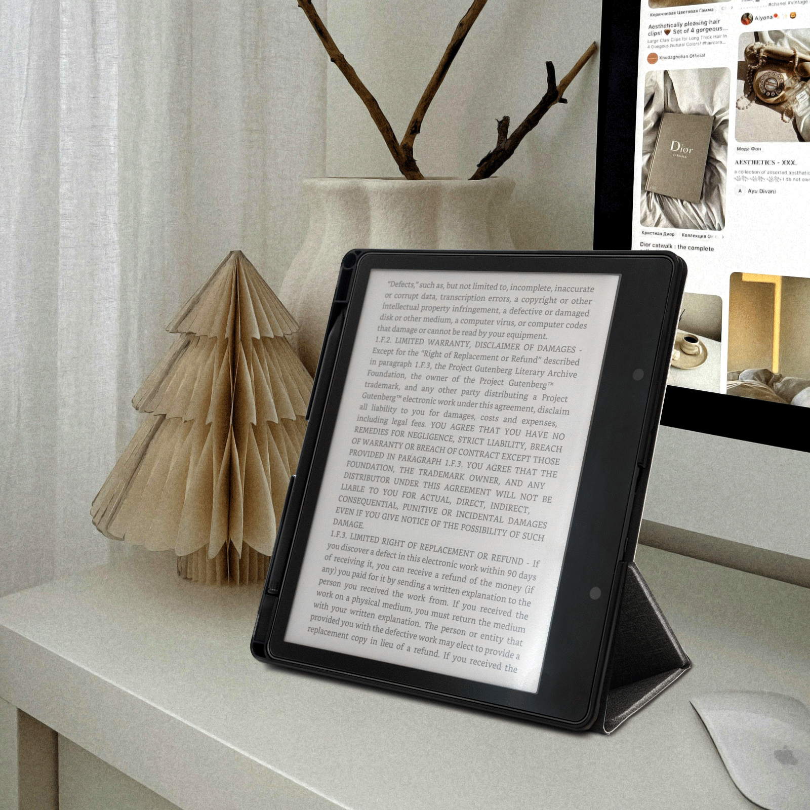 Kindle Scribe (2022/2024 10.2 Inch) tri-fold Stand#Color_Fabric Texture Gray