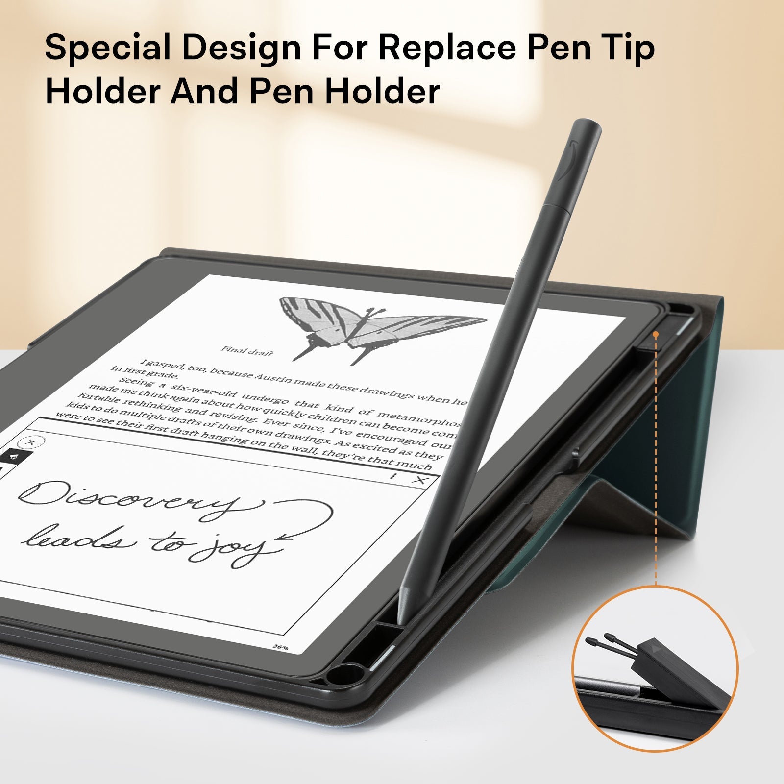 Kindle Scribe (2022/2024 10.2 Inch) tri-fold Stand#Color_Ink Green