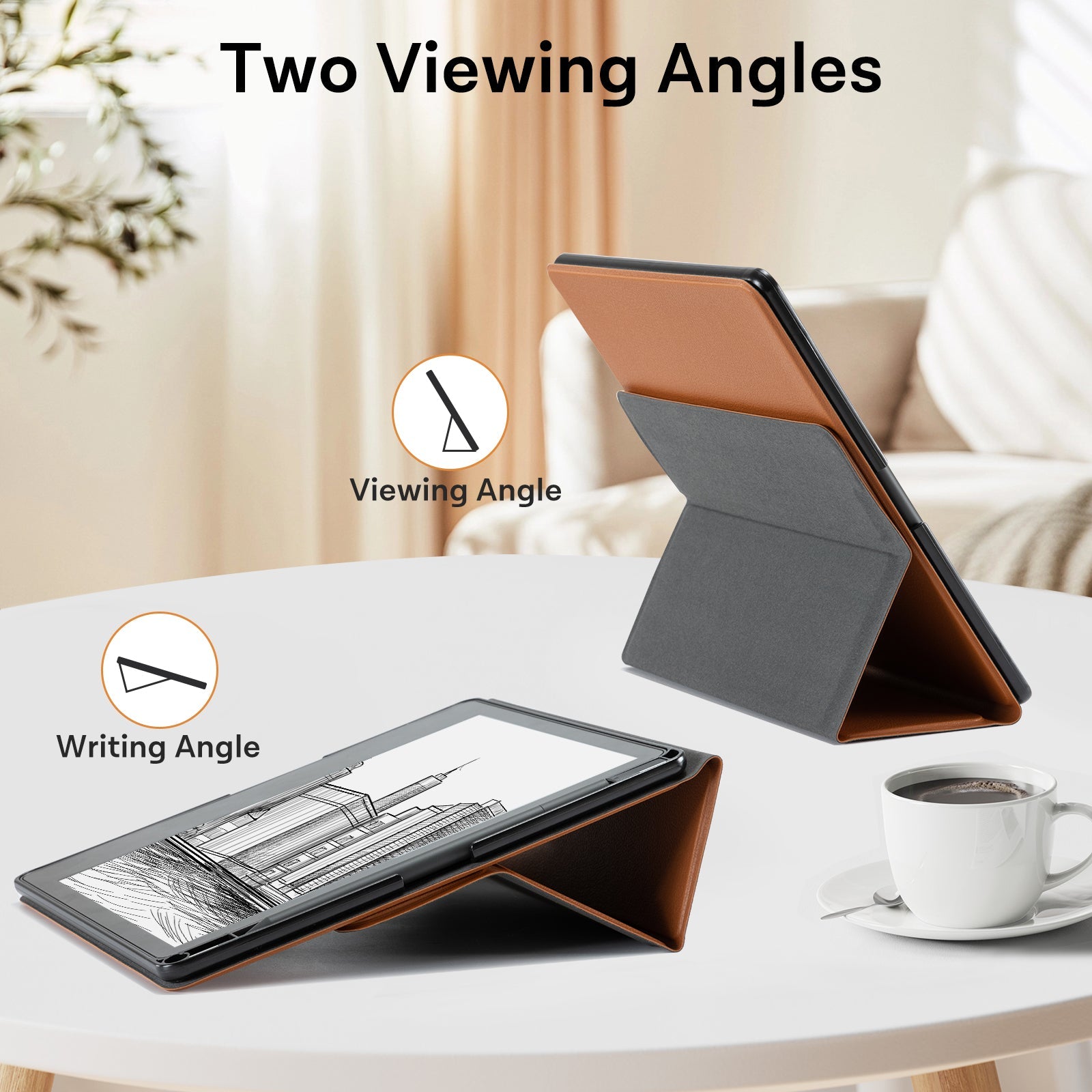 Kindle Scribe (2022/2024 10.2 Inch) tri-fold Stand#Color_Lychee Brown