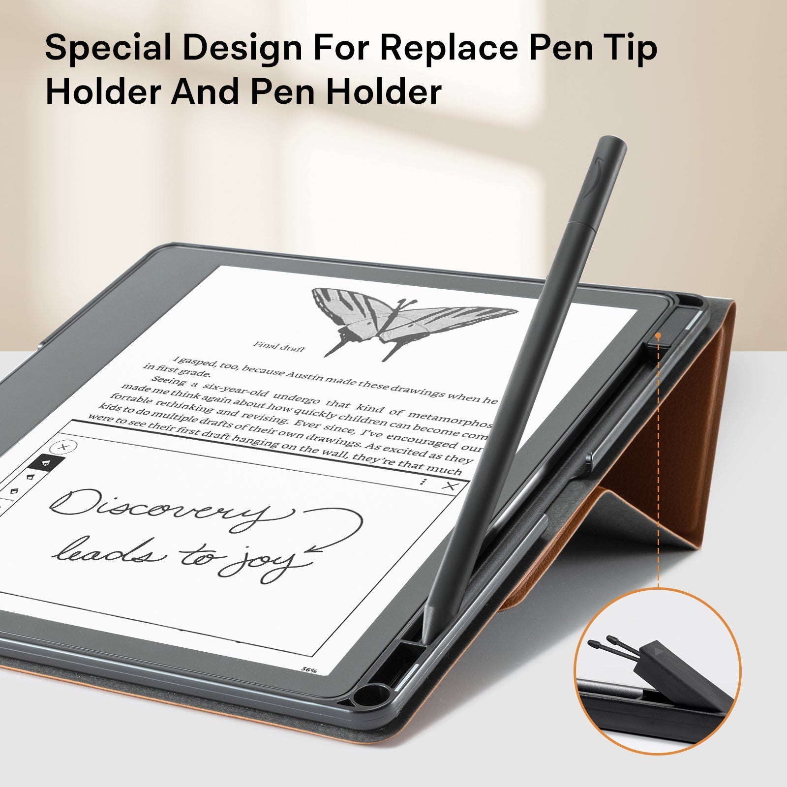 Kindle Scribe (2022/2024 10.2 Inch) tri-fold Stand#Color_Lychee Brown