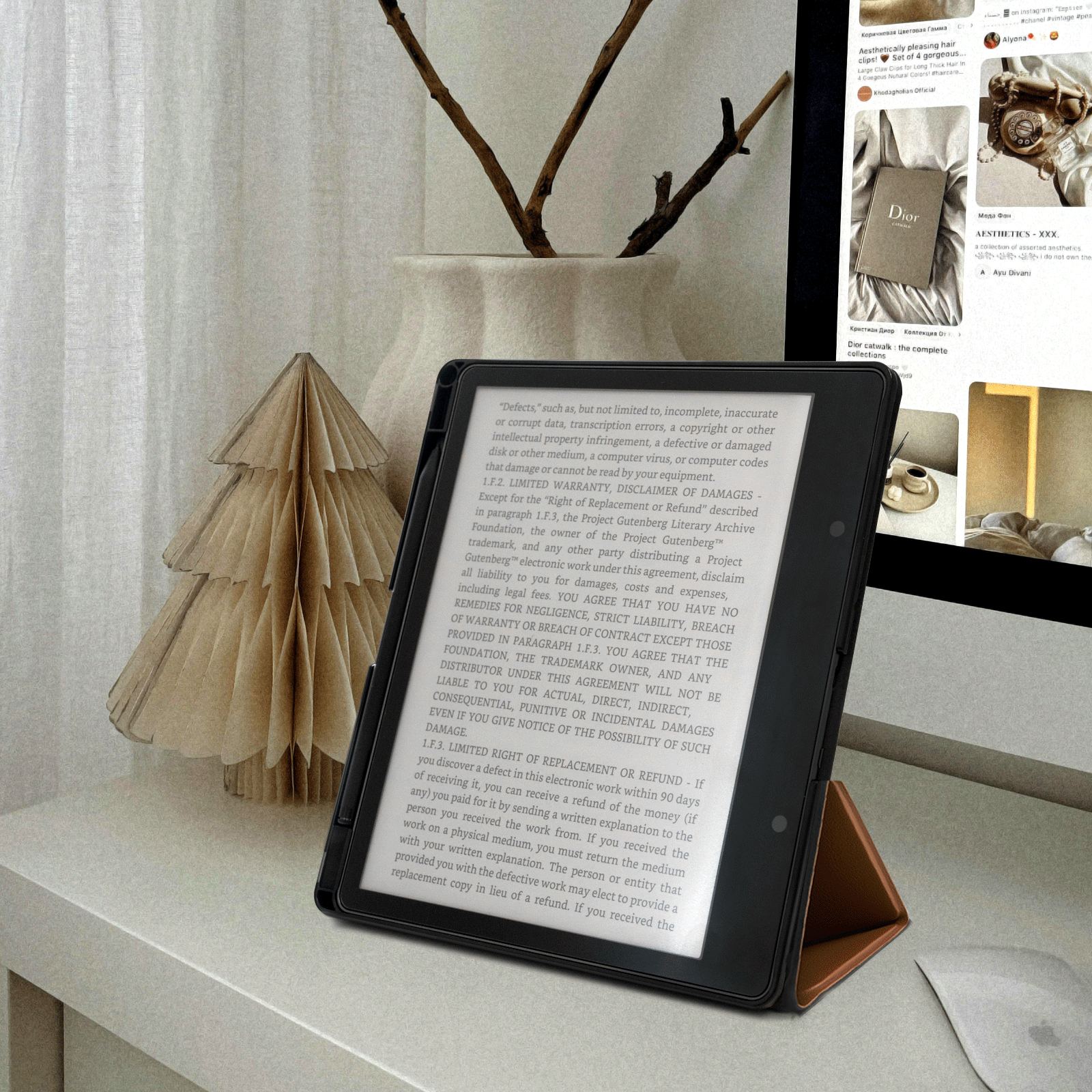 Kindle Scribe (2022/2024 10.2 Inch) tri-fold Stand#Color_Lychee Brown