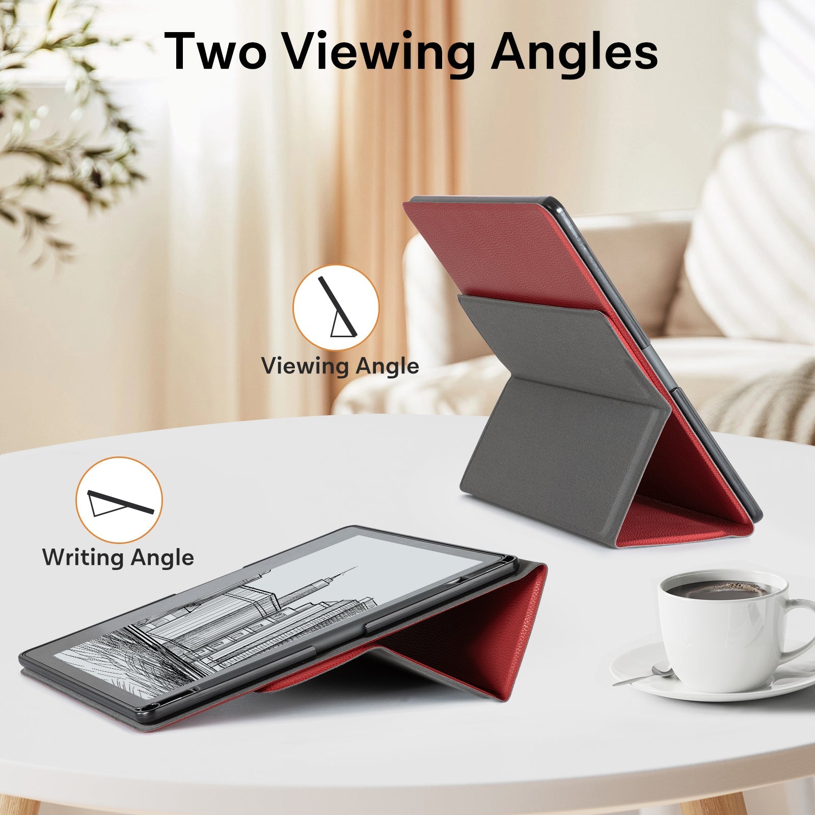 Kindle Scribe (2022/2024 10.2 Inch) tri-fold Stand#Color_Lychee Red