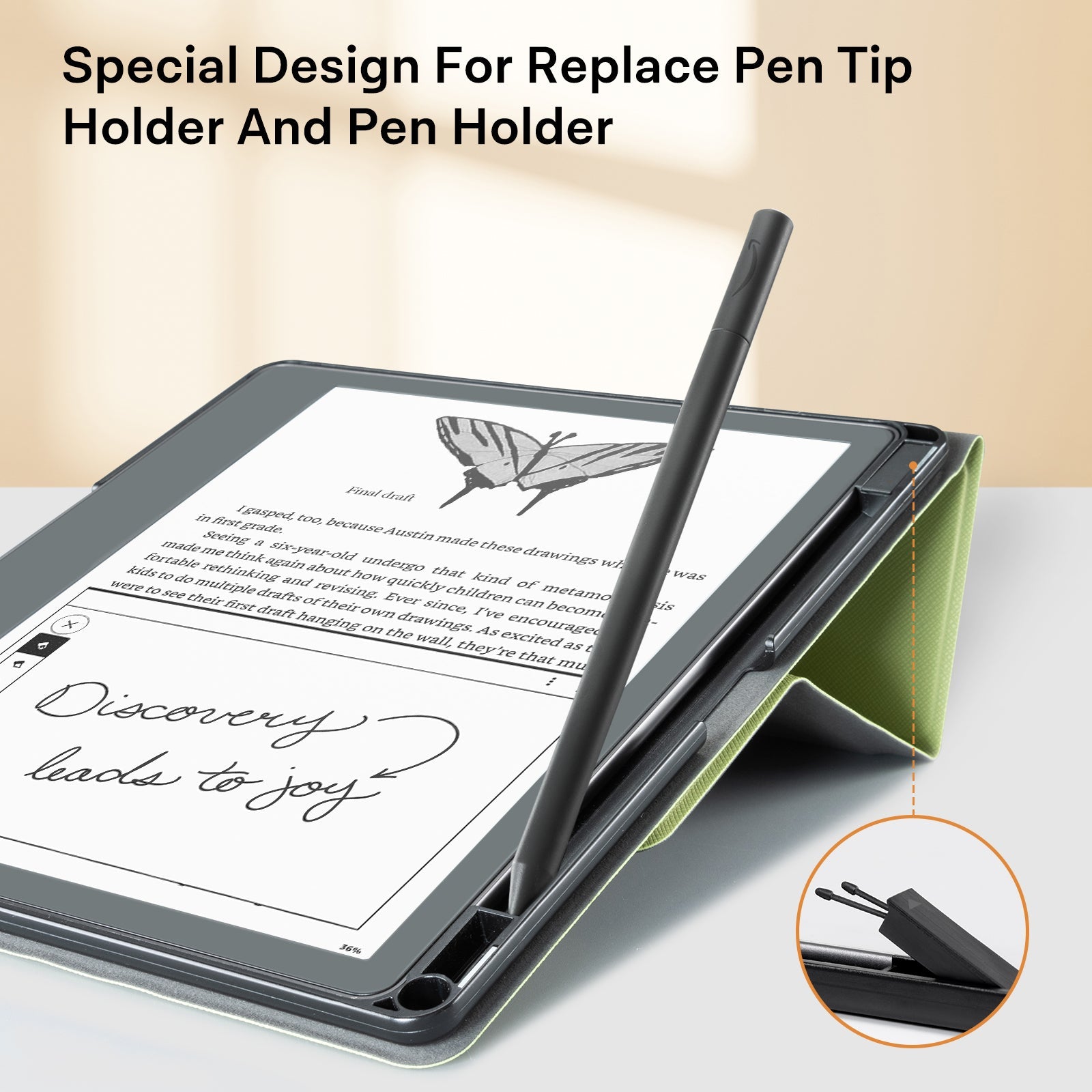 Kindle Scribe (2022/2024 10.2 Inch) tri-fold Stand#Color_Matcha