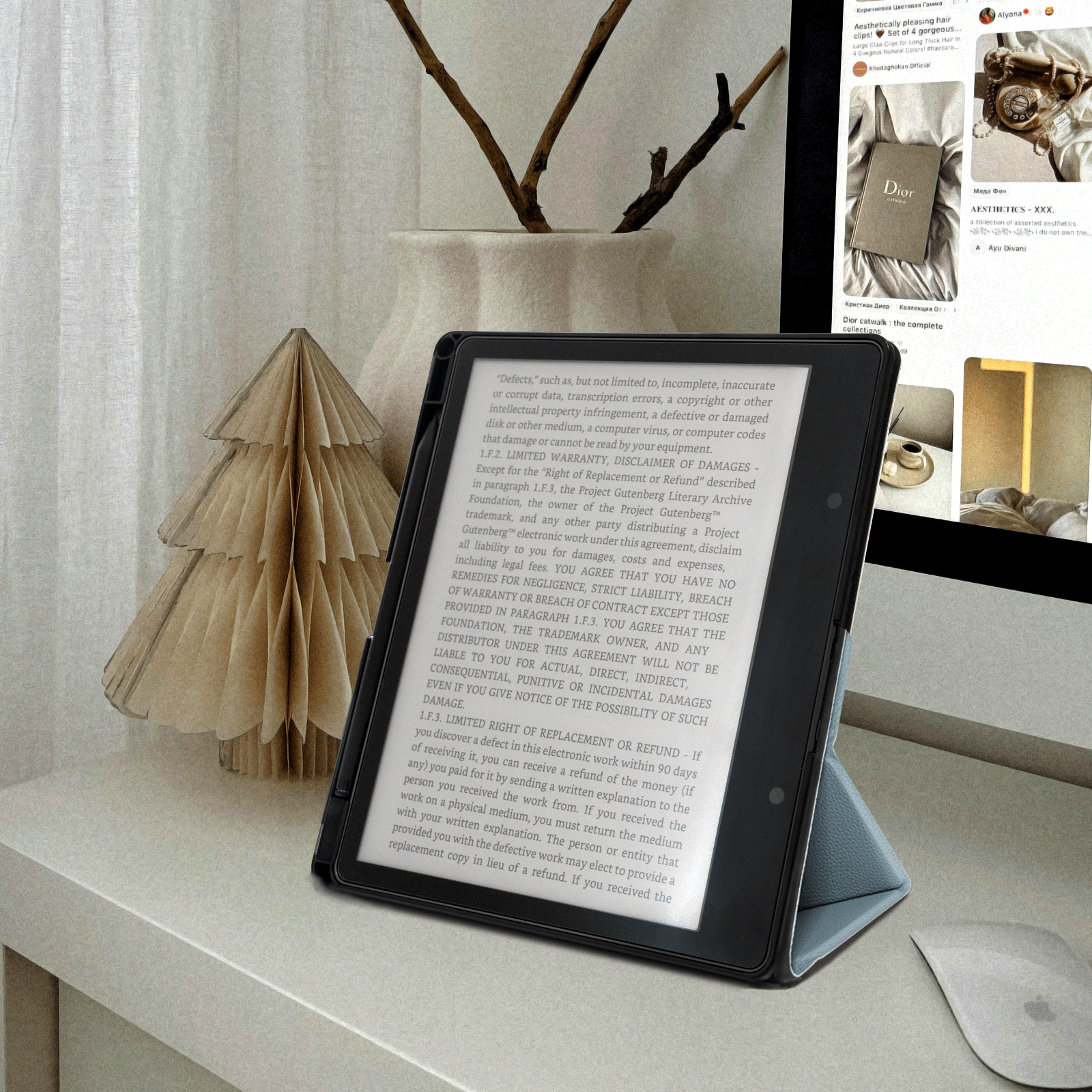 Kindle Scribe (2022/2024 10.2 Inch) tri-fold Stand#Color_Misty Blue