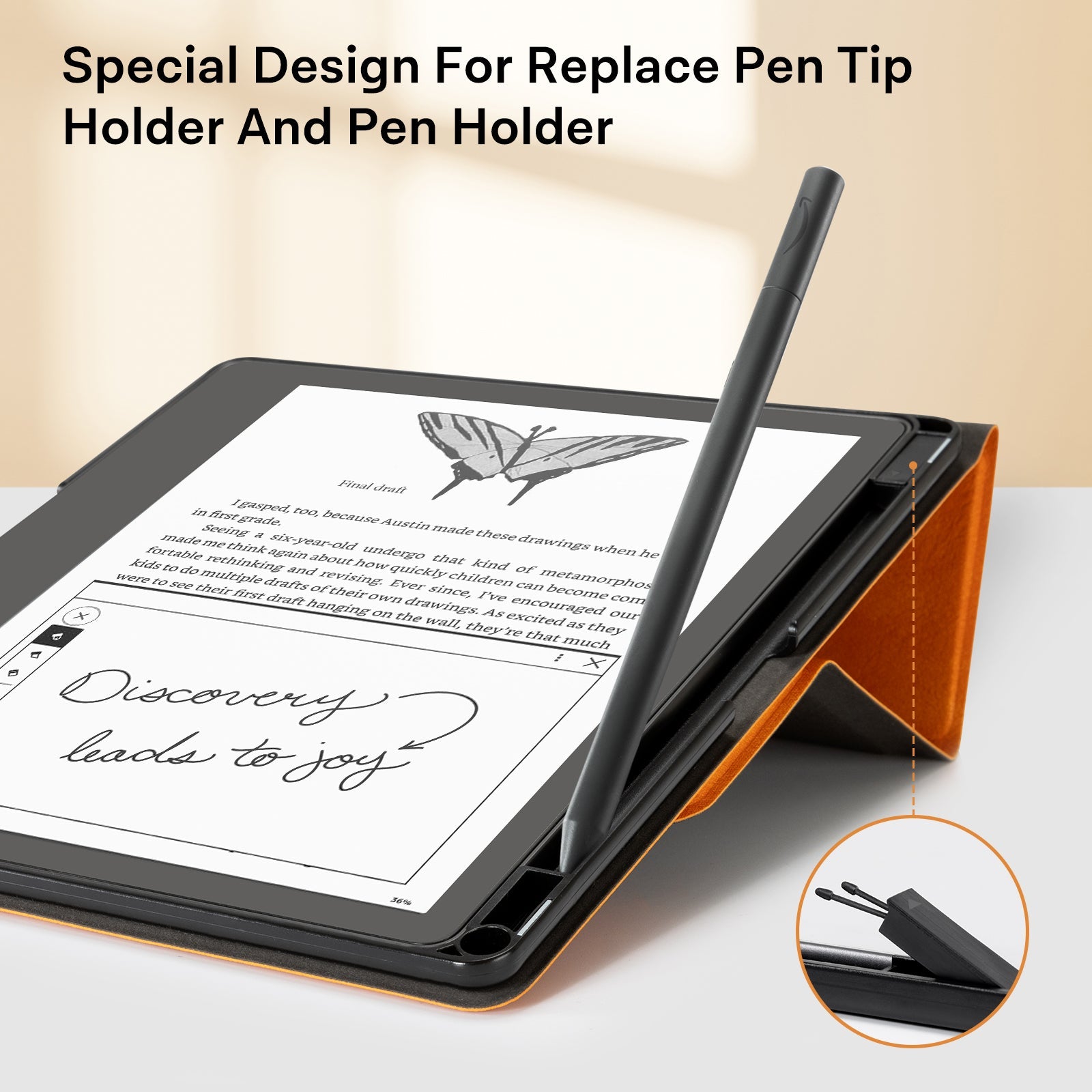 Kindle Scribe (2022/2024 10.2 Inch) tri-fold Stand#Color_Orange