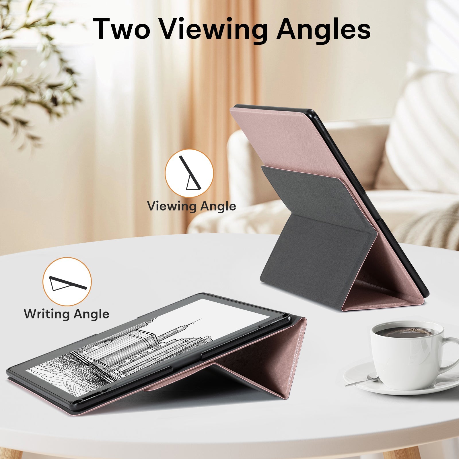 Kindle Scribe (2022/2024 10.2 Inch) tri-fold Stand#Color_Rose Gold