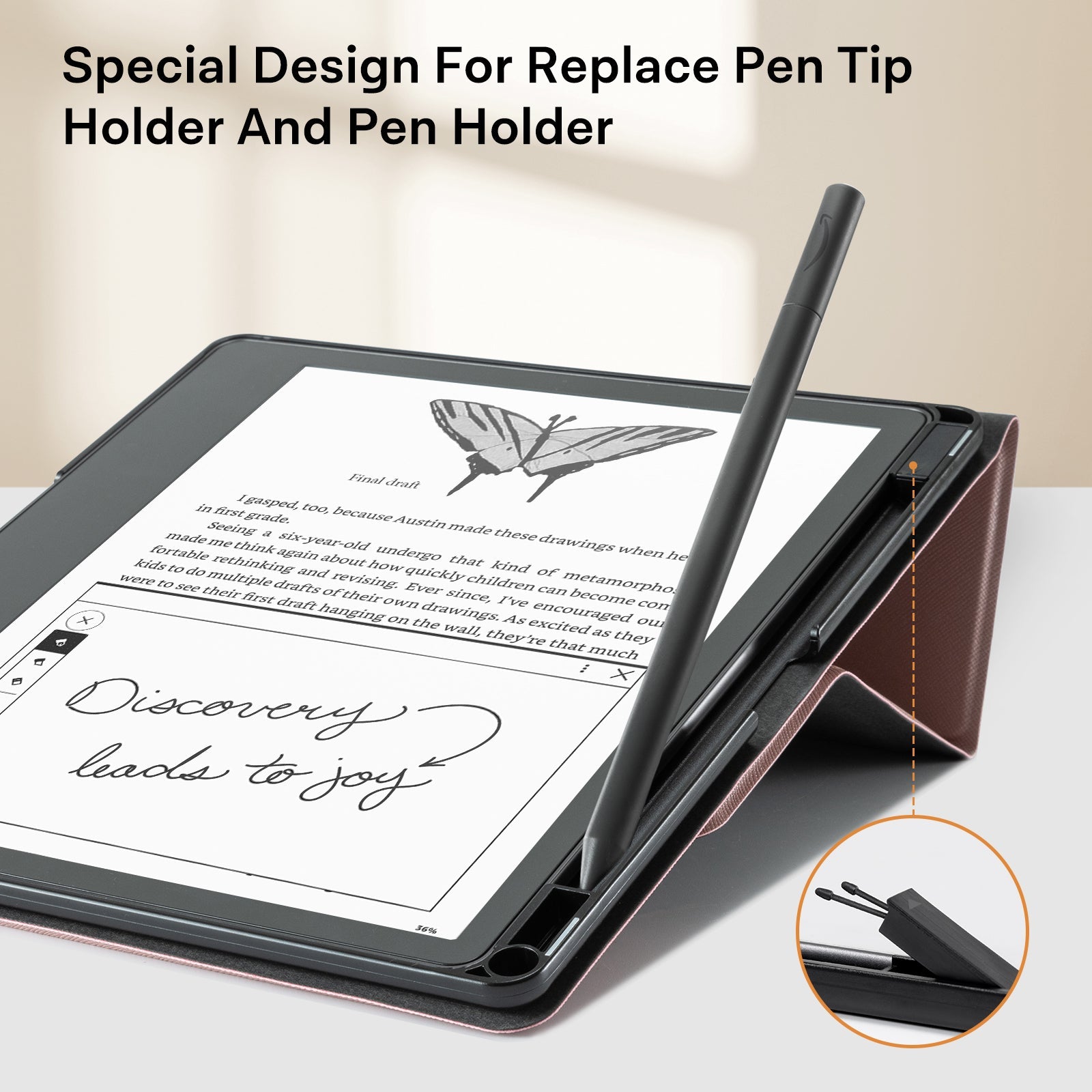 Kindle Scribe (2022/2024 10.2 Inch) tri-fold Stand#Color_Rose Gold