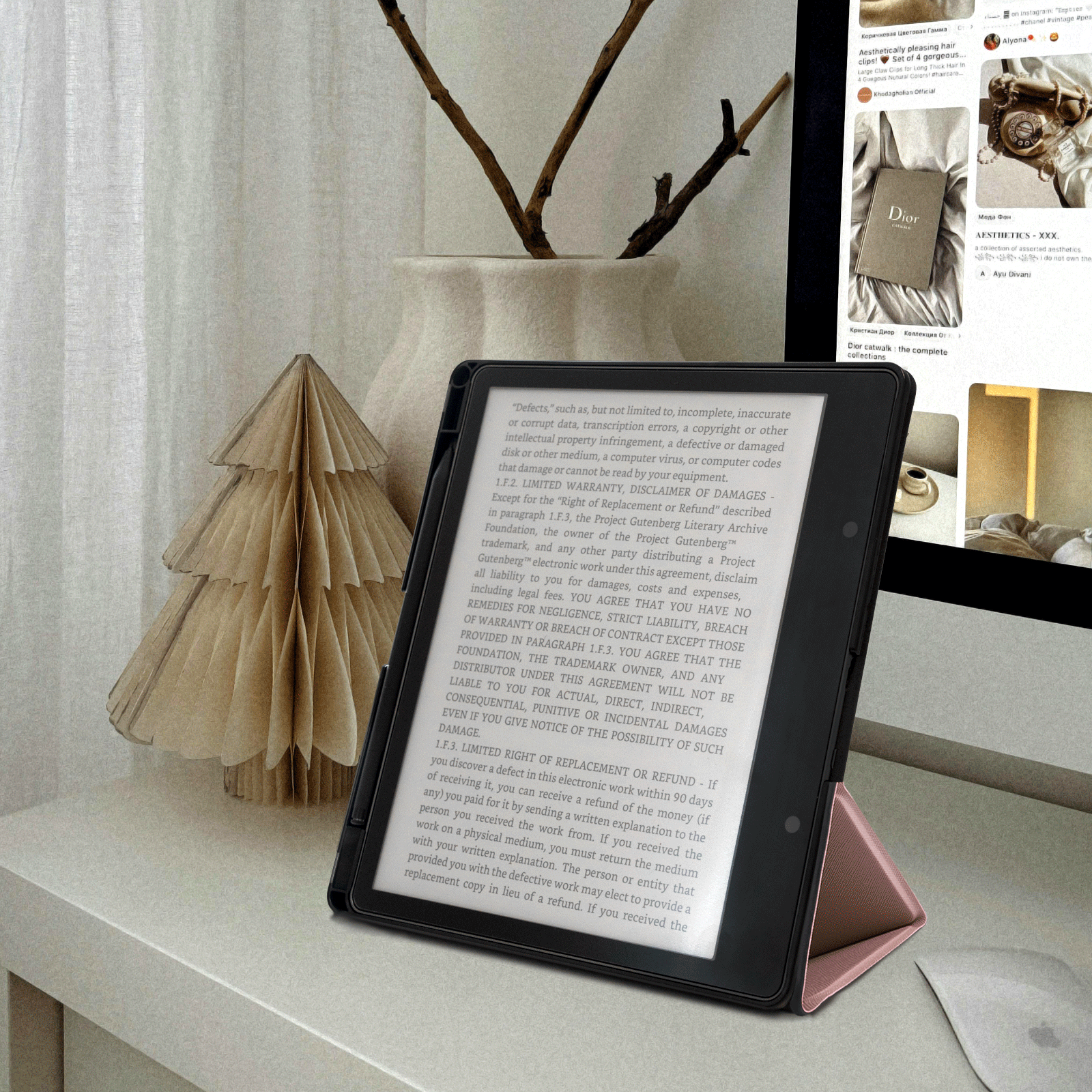 Kindle Scribe (2022/2024 10.2 Inch) tri-fold Stand#Color_Rose Gold