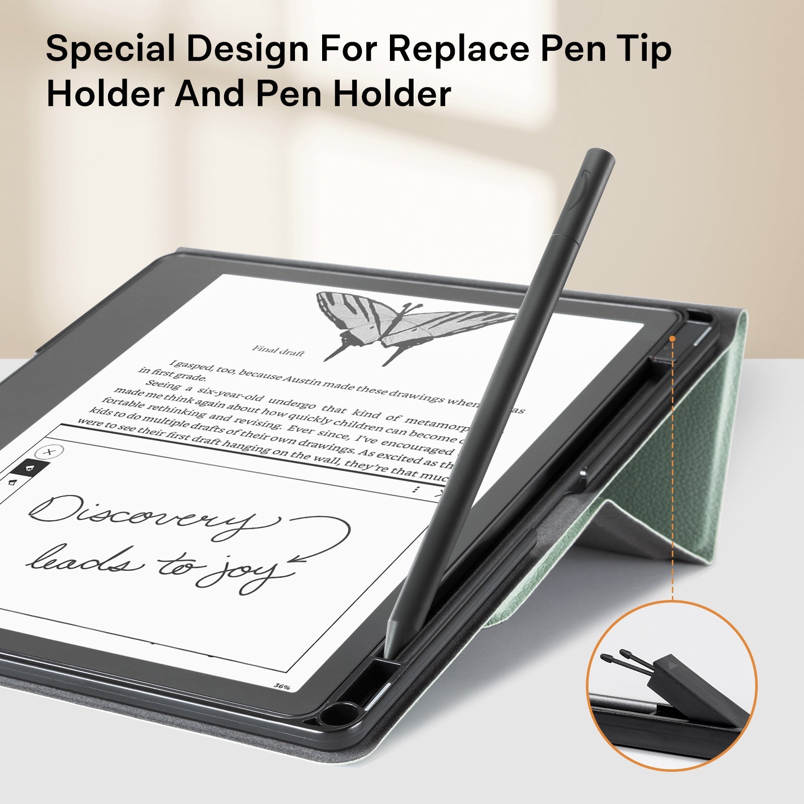 Kindle Scribe (2022/2024 10.2 Inch) tri-fold Stand#Color_Sage Green