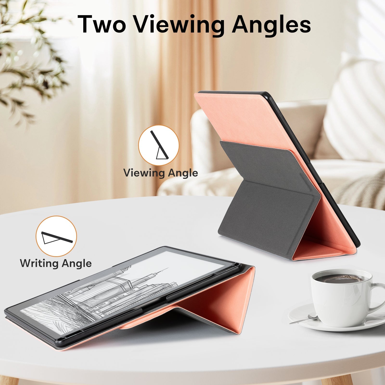 Kindle Scribe (2022/2024 10.2 Inch) tri-fold Stand#Color_Sheep Texture Pink