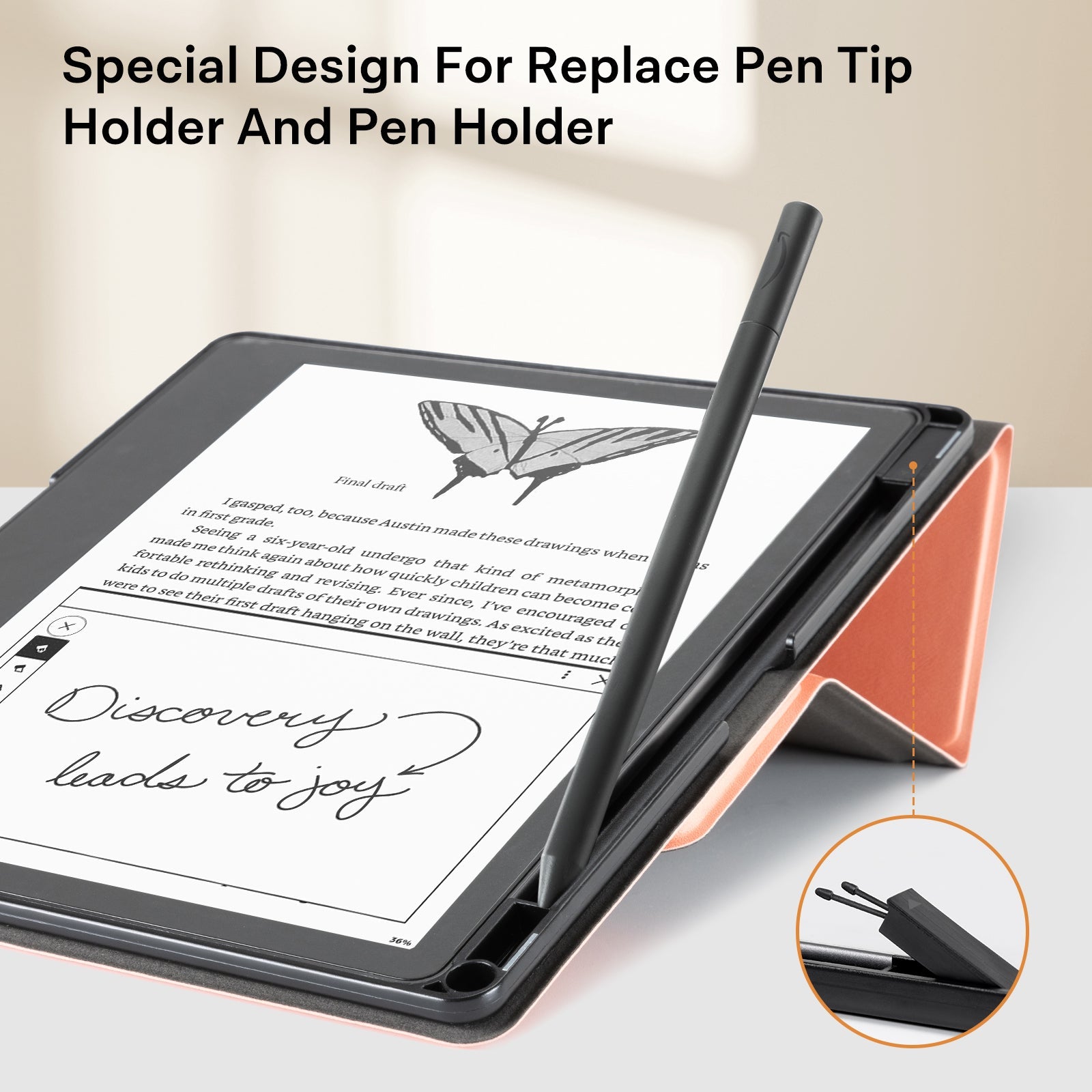 Kindle Scribe (2022/2024 10.2 Inch) tri-fold Stand#Color_Sheep Texture Pink