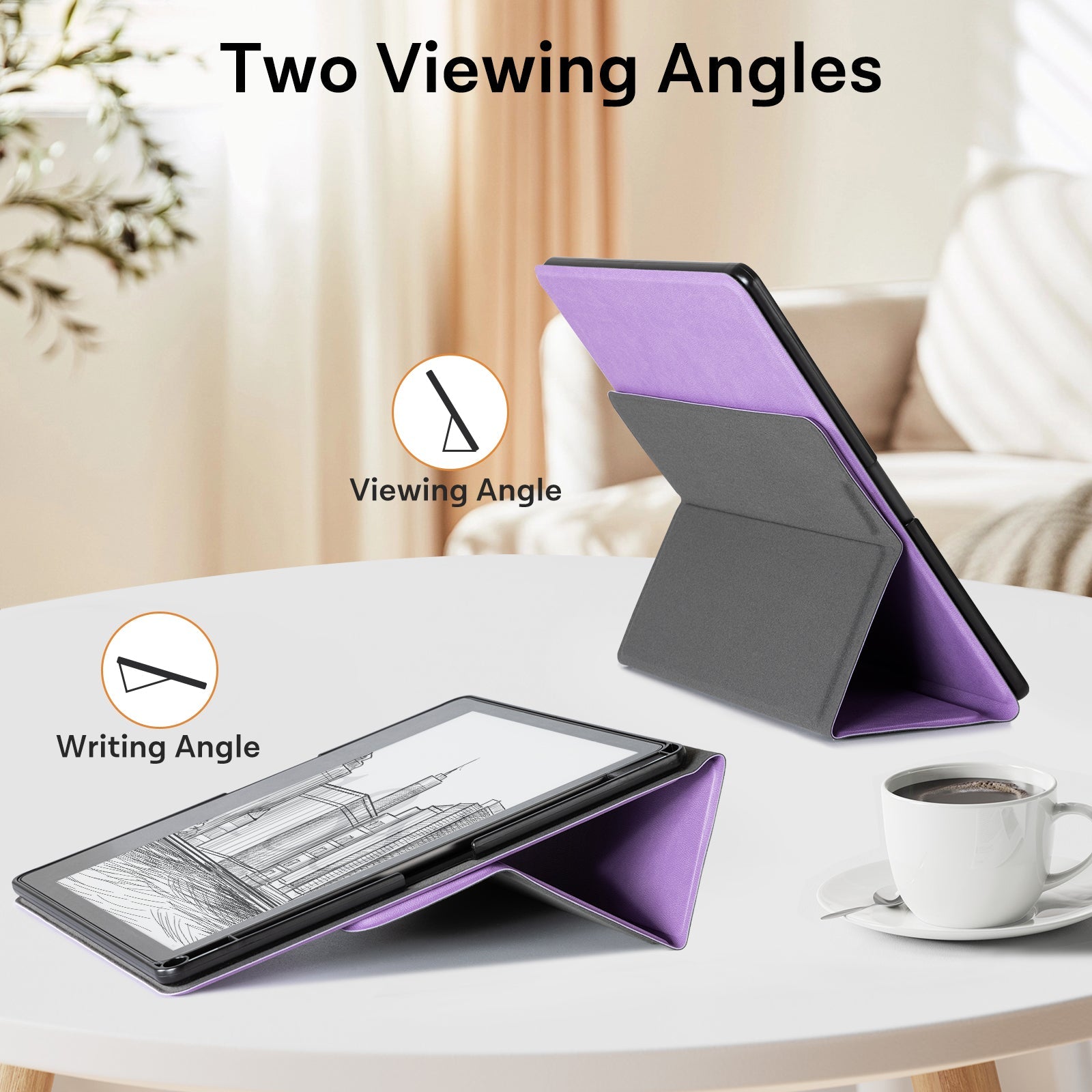 Kindle Scribe (2022/2024 10.2 Inch) tri-fold Stand#Color_Sheep Texture Purple