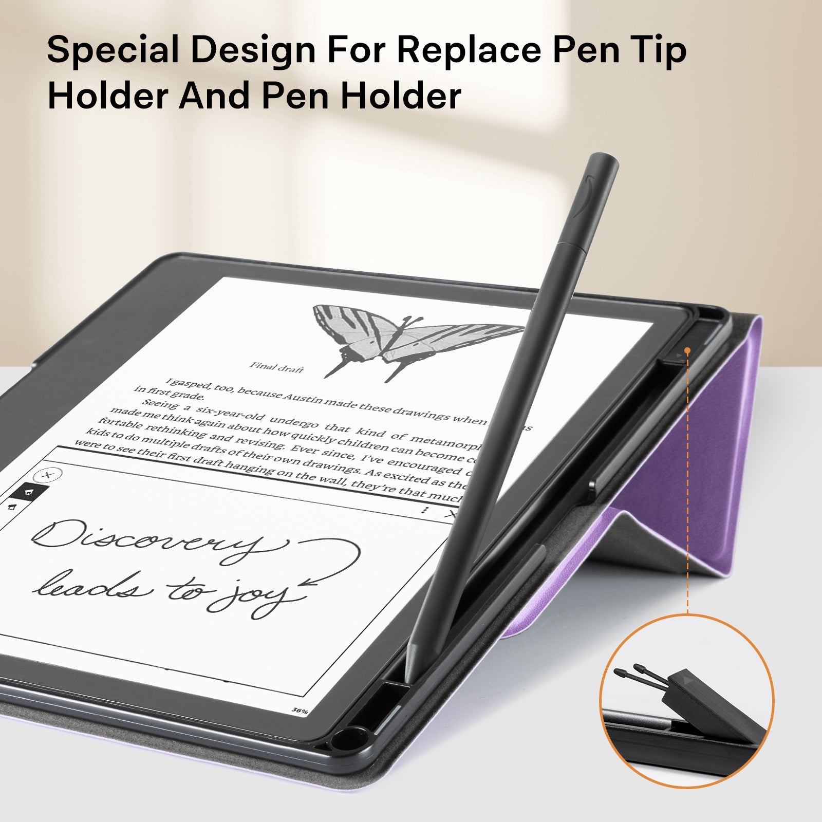 Kindle Scribe (2022/2024 10.2 Inch) tri-fold Stand#Color_Sheep Texture Purple