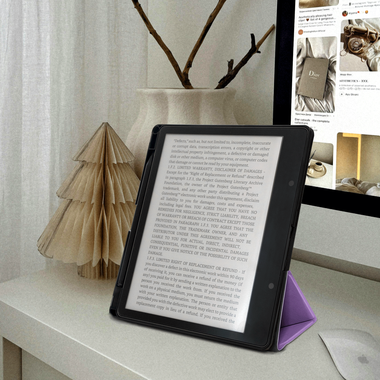 Kindle Scribe (2022/2024 10.2 Inch) tri-fold Stand#Color_Sheep Texture Purple