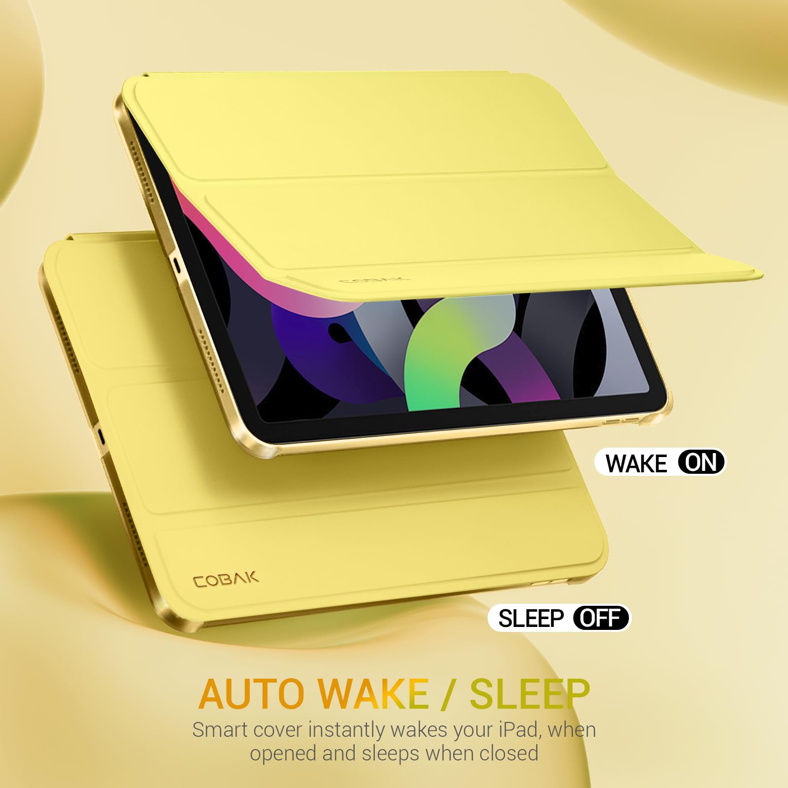 iPad 11th Gen (10th Compatible) Slim Stand Cover with Clear Hard Back, Touch ID#Color_Yellow