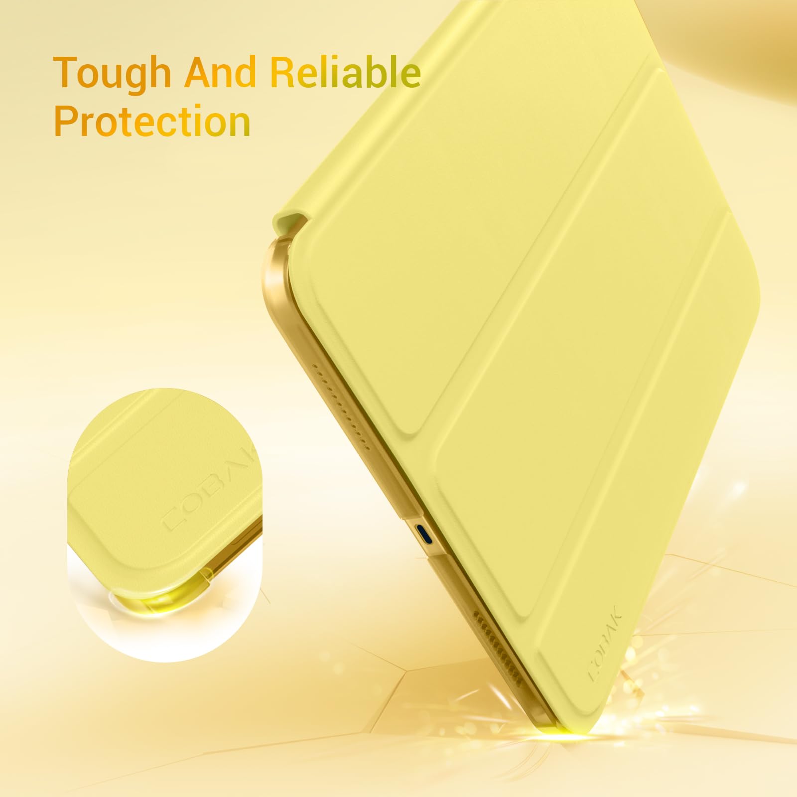 iPad 11th Gen (10th Compatible) Slim Stand Cover with Clear Hard Back, Touch ID#Color_Yellow