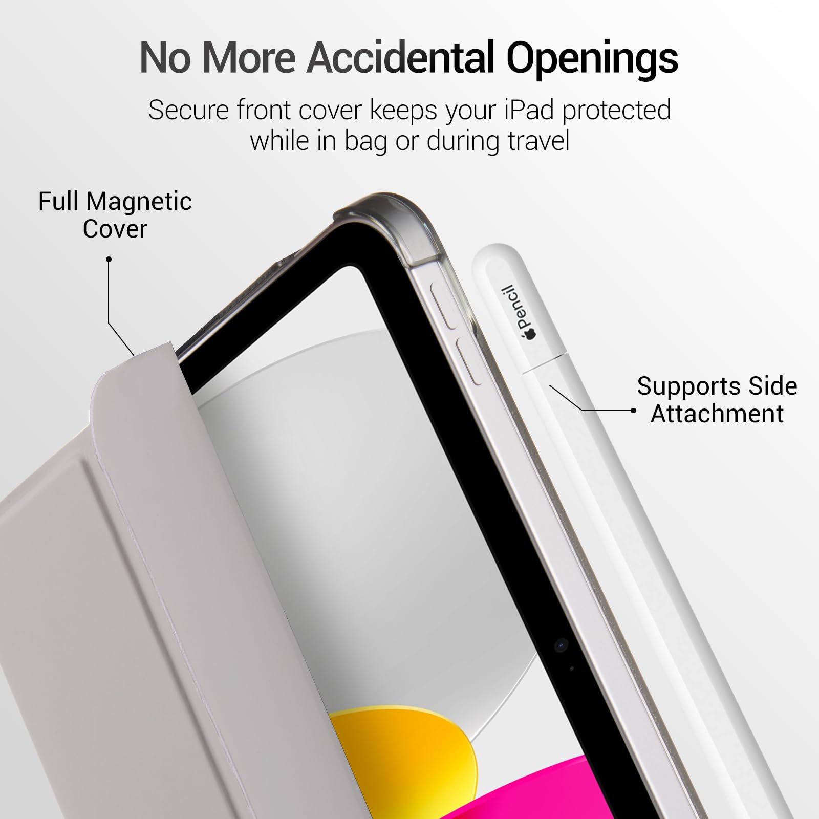 iPad 11th Gen (10th Compatible) Slim Stand Cover with Clear Hard Back, Touch ID#Color_Gray