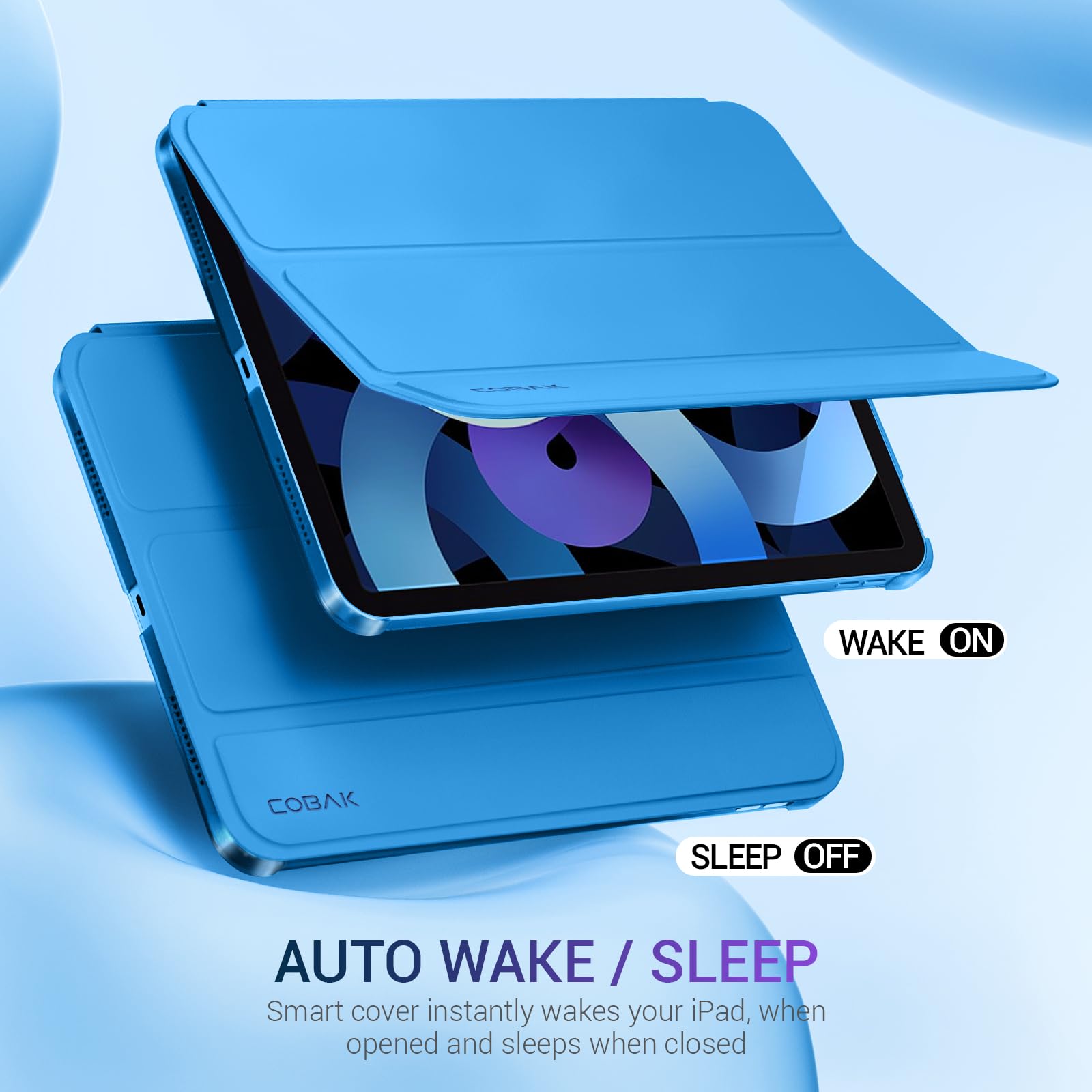 iPad 11th Gen (10th Compatible) Slim Stand Cover with Clear Hard Back, Touch ID#Color_Blue Dasiy