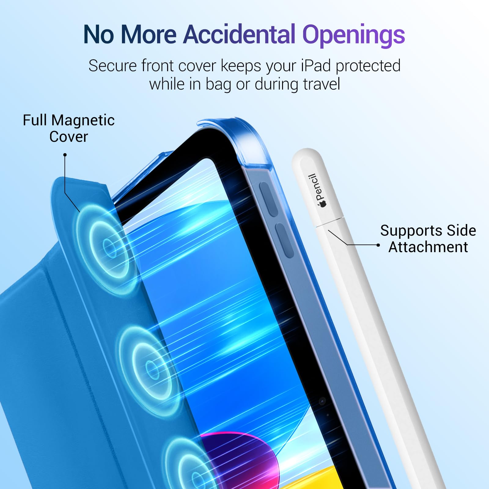 iPad 11th Gen (10th Compatible) Slim Stand Cover with Clear Hard Back, Touch ID#Color_Blue Dasiy