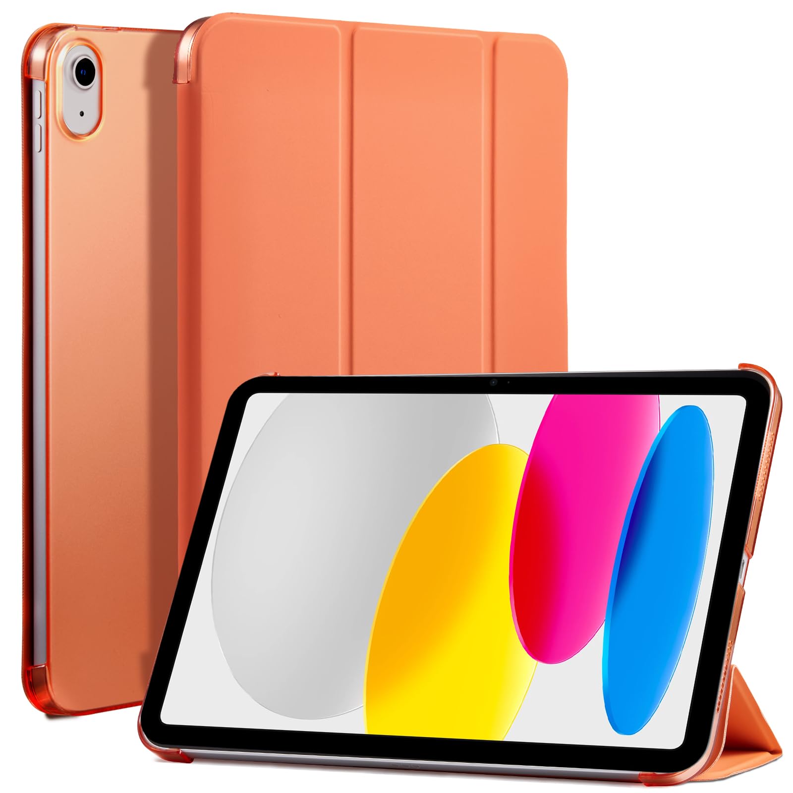 iPad 11th Gen (10th Compatible) Slim Stand Cover with Clear Hard Back, Touch ID#Color_Orange