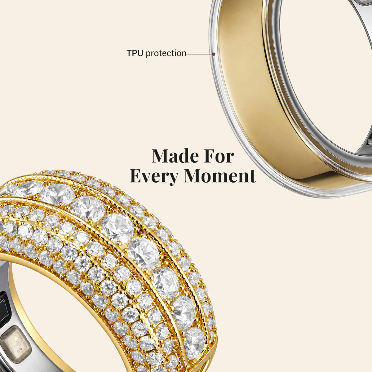 Oura Ring 5 Pavé Crystal Protective Cover#Color_Gold