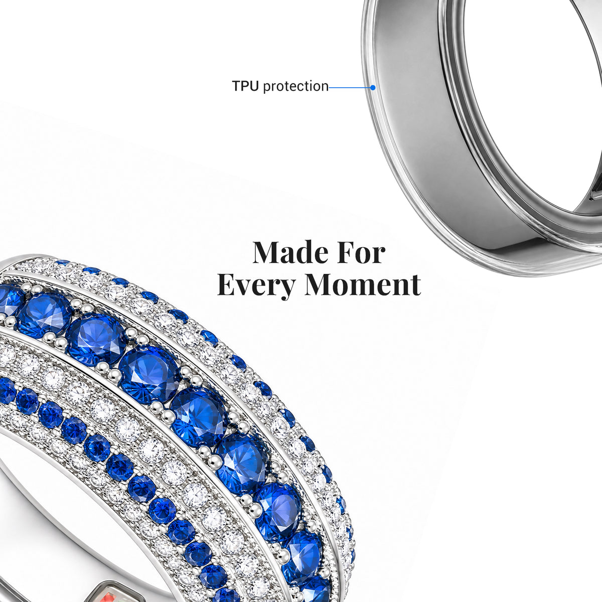 Oura Ring 5 Pavé Crystal Protective Cover#Color_Silver