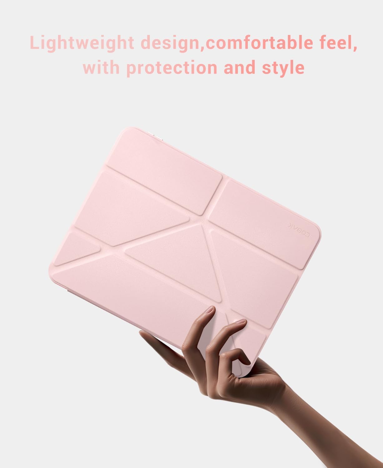 iPad 11th Gen (10th Compatible) Case With Y-Fold Magnetic Stand#Color_Peach Pink