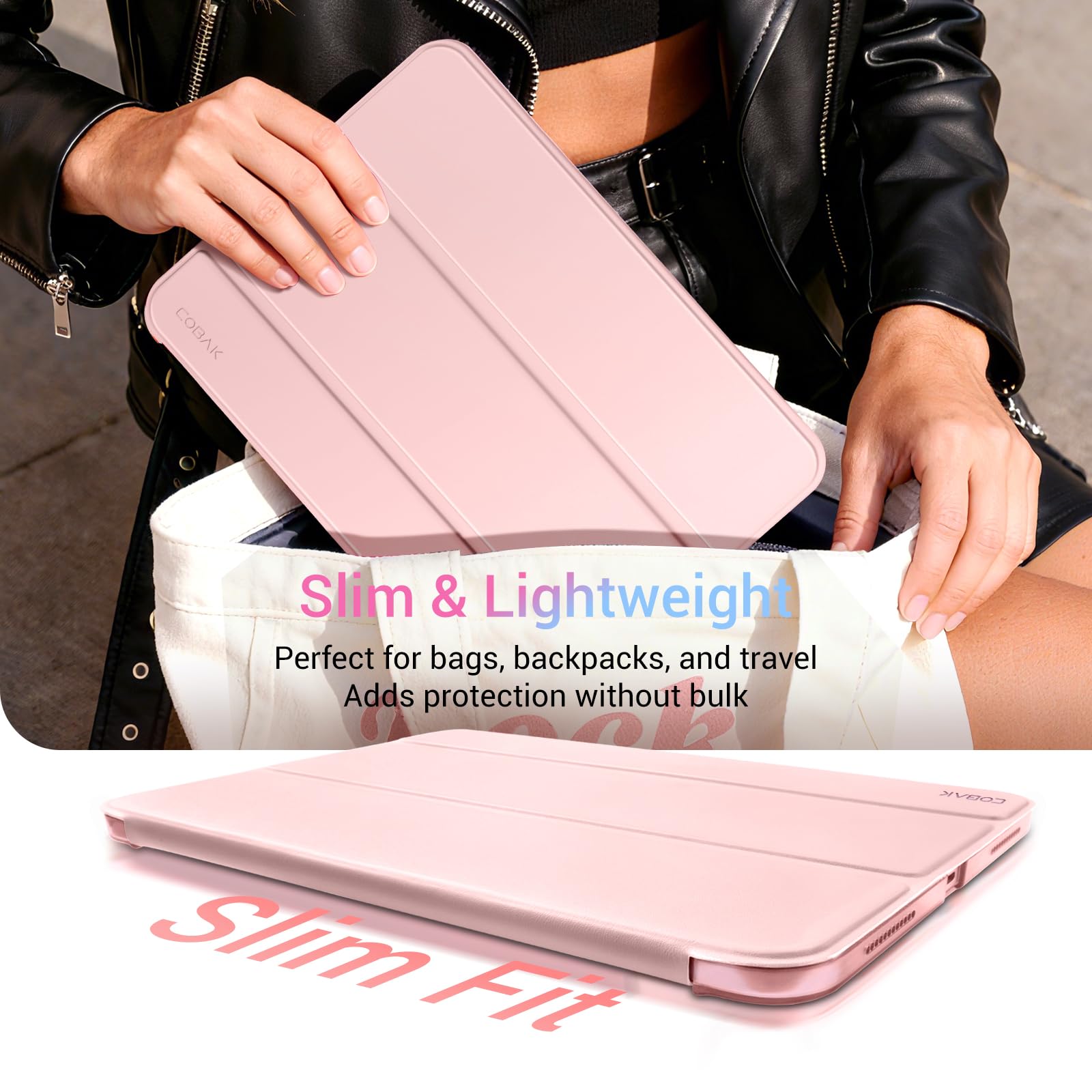 iPad 11th Gen (10th Compatible) Slim Stand Cover with Clear Hard Back, Touch ID#Color_Pink