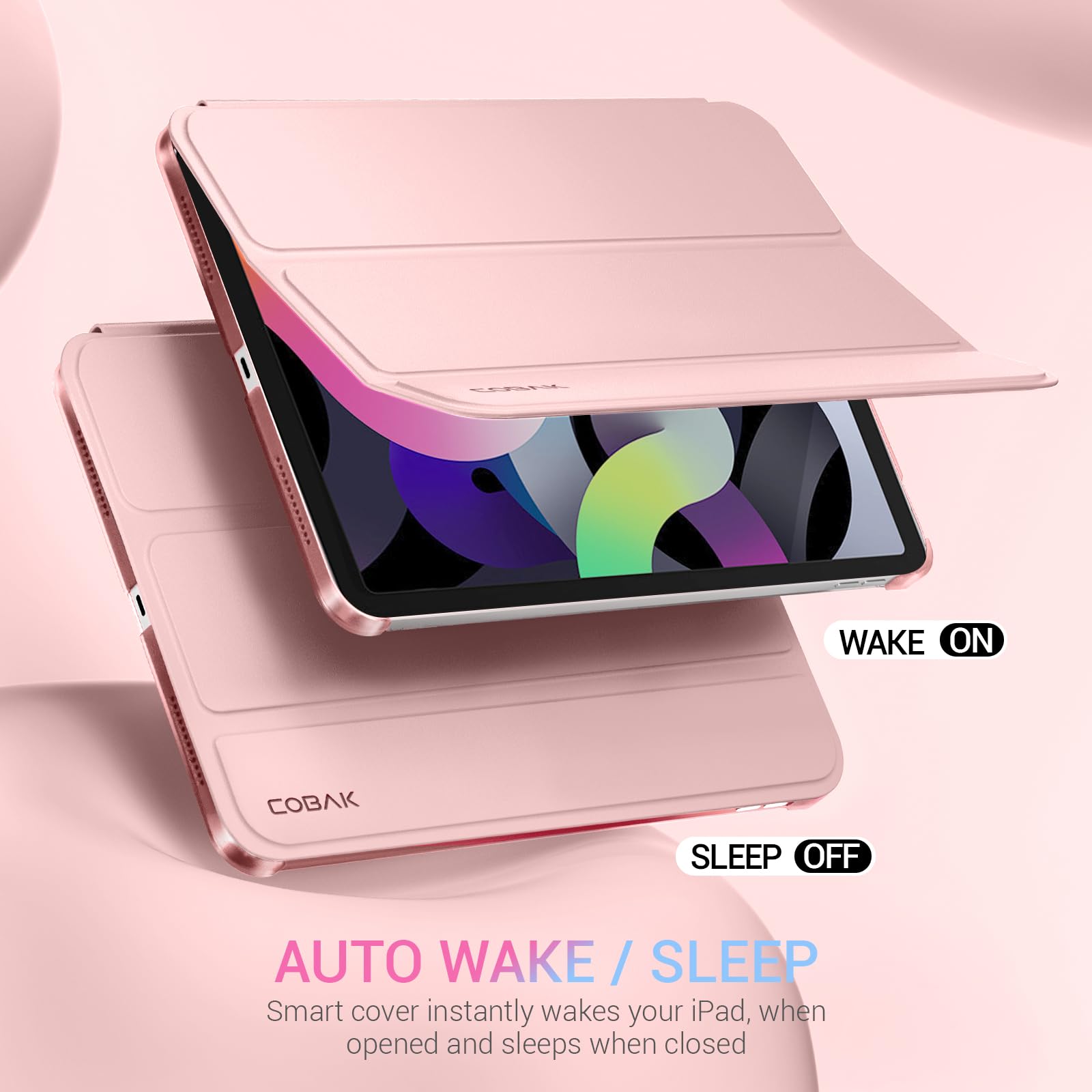 iPad 11th Gen (10th Compatible) Slim Stand Cover with Clear Hard Back, Touch ID#Color_Pink