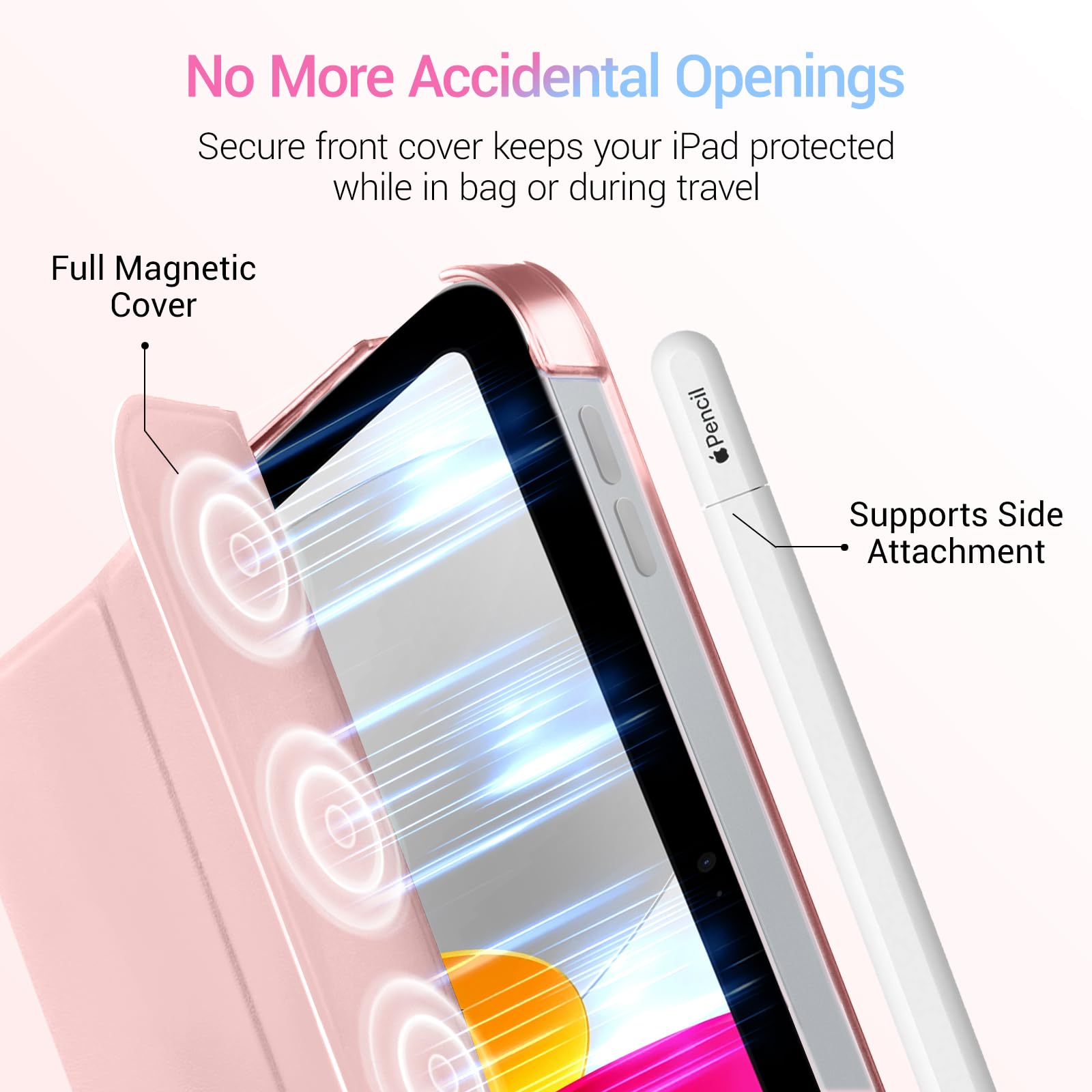 iPad 11th Gen (10th Compatible) Slim Stand Cover with Clear Hard Back, Touch ID#Color_Pink