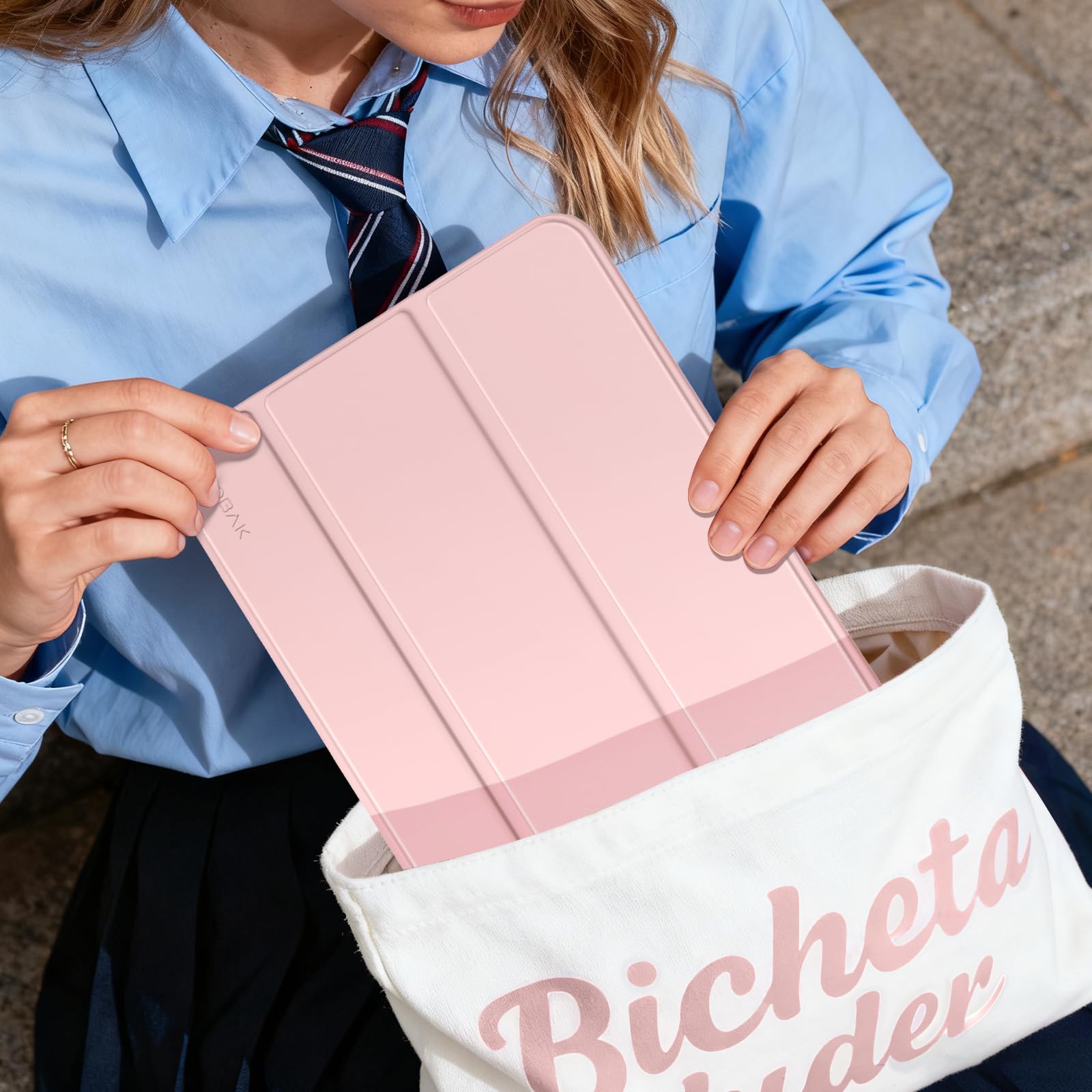 iPad 11th Gen (10th Compatible) Slim Stand Cover with Clear Hard Back, Touch ID#Color_Pink