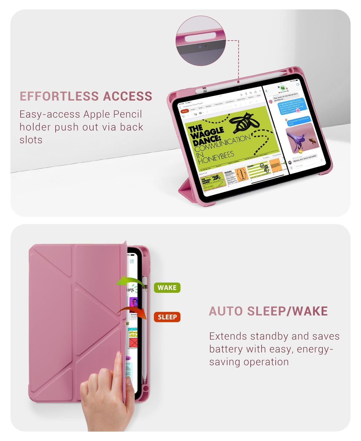 iPad 11th Gen (10th Compatible) Case With Y-Fold Magnetic Stand#Color_Purple Gray