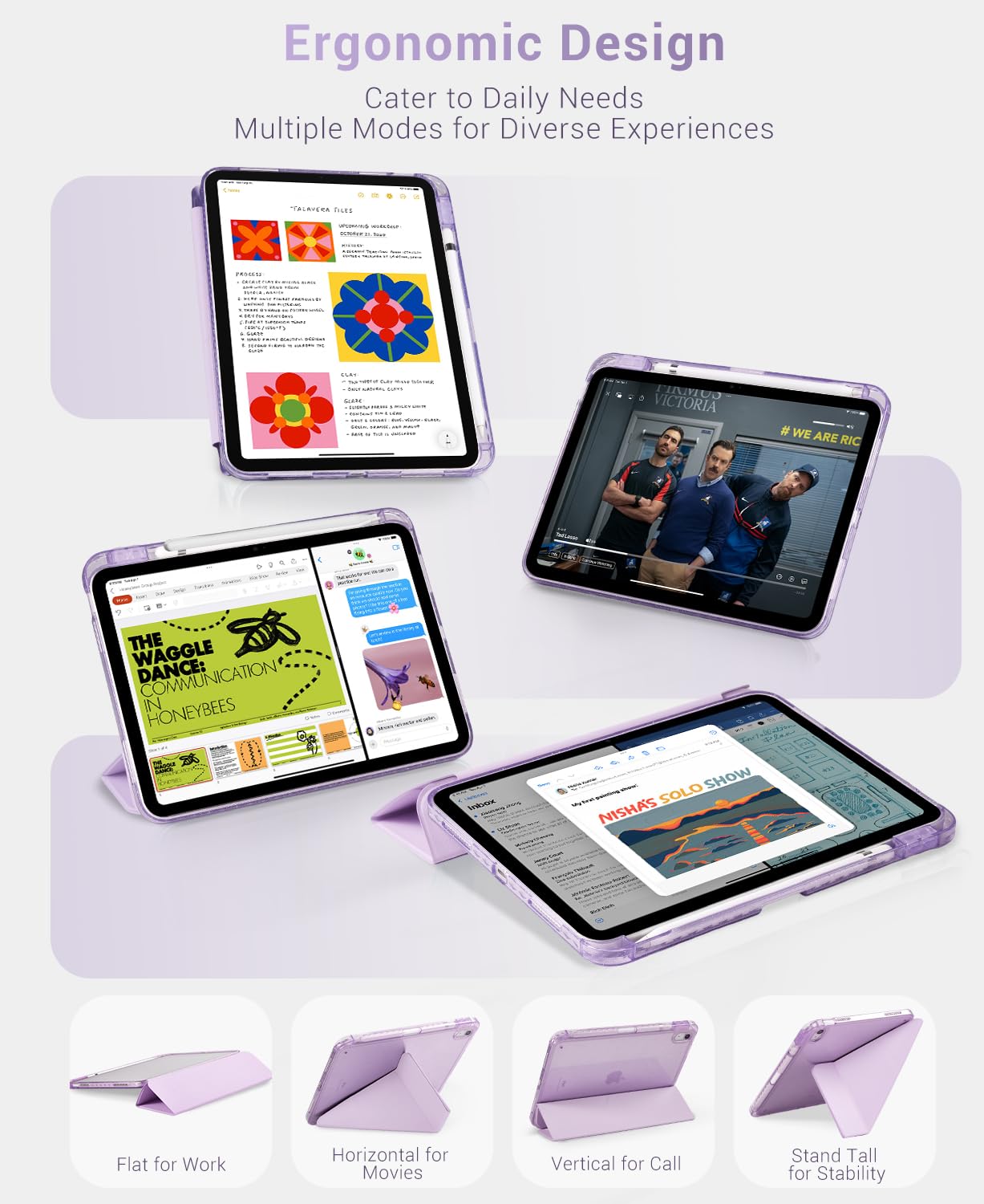 iPad 11th Gen (A16) 11" (2025) & 10th Gen 10.9" (2022) Case With Magnetic Stand#Color_Purple Glitter