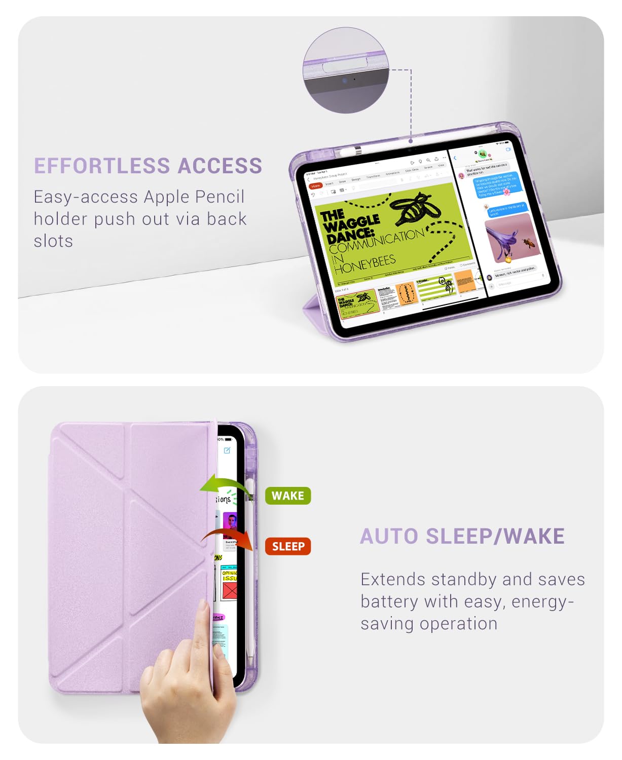 iPad 11th Gen (A16) 11" (2025) & 10th Gen 10.9" (2022) Case With Magnetic Stand#Color_Purple Glitter