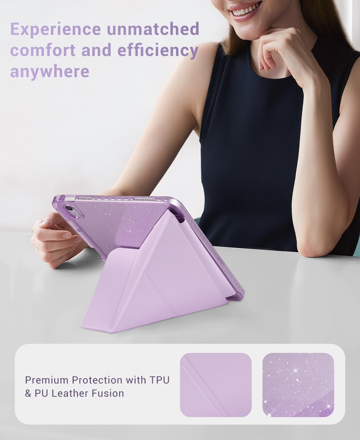 iPad 11th Gen (A16) 11" (2025) & 10th Gen 10.9" (2022) Case With Magnetic Stand#Color_Purple Glitter