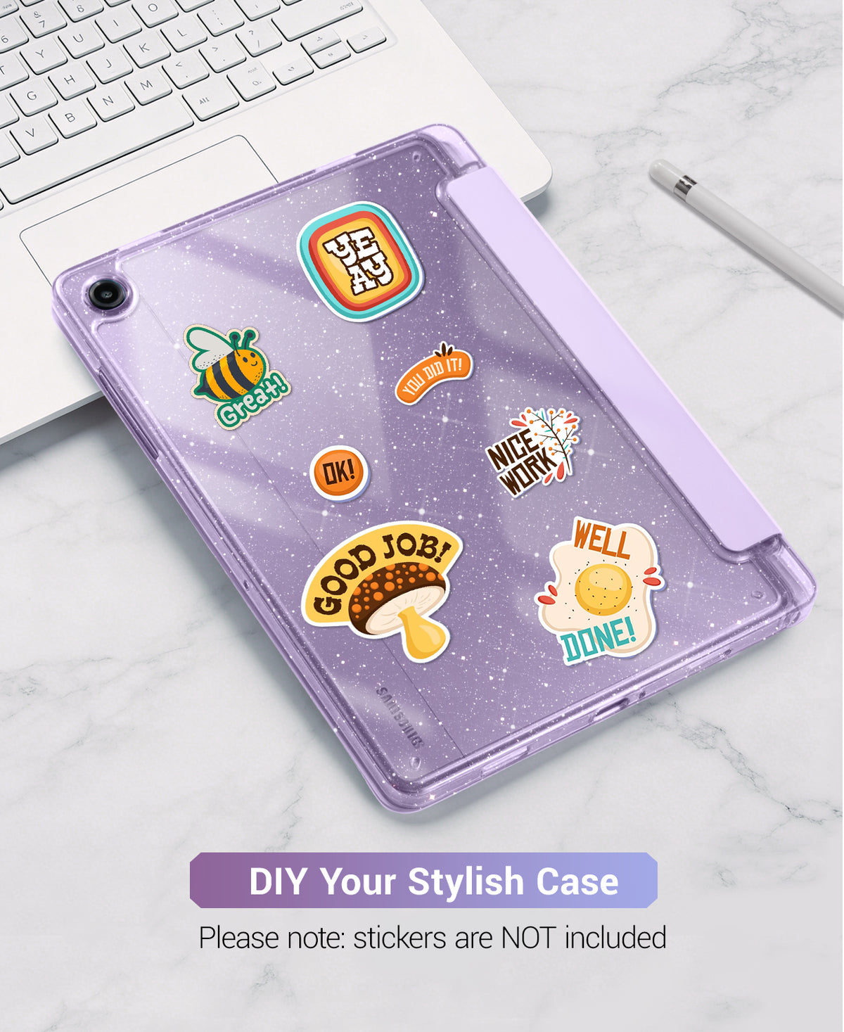 Galaxy Tab A11+ / A9+ 11" Multi-Angle Y-Fold Case#Color_Purple Glitter