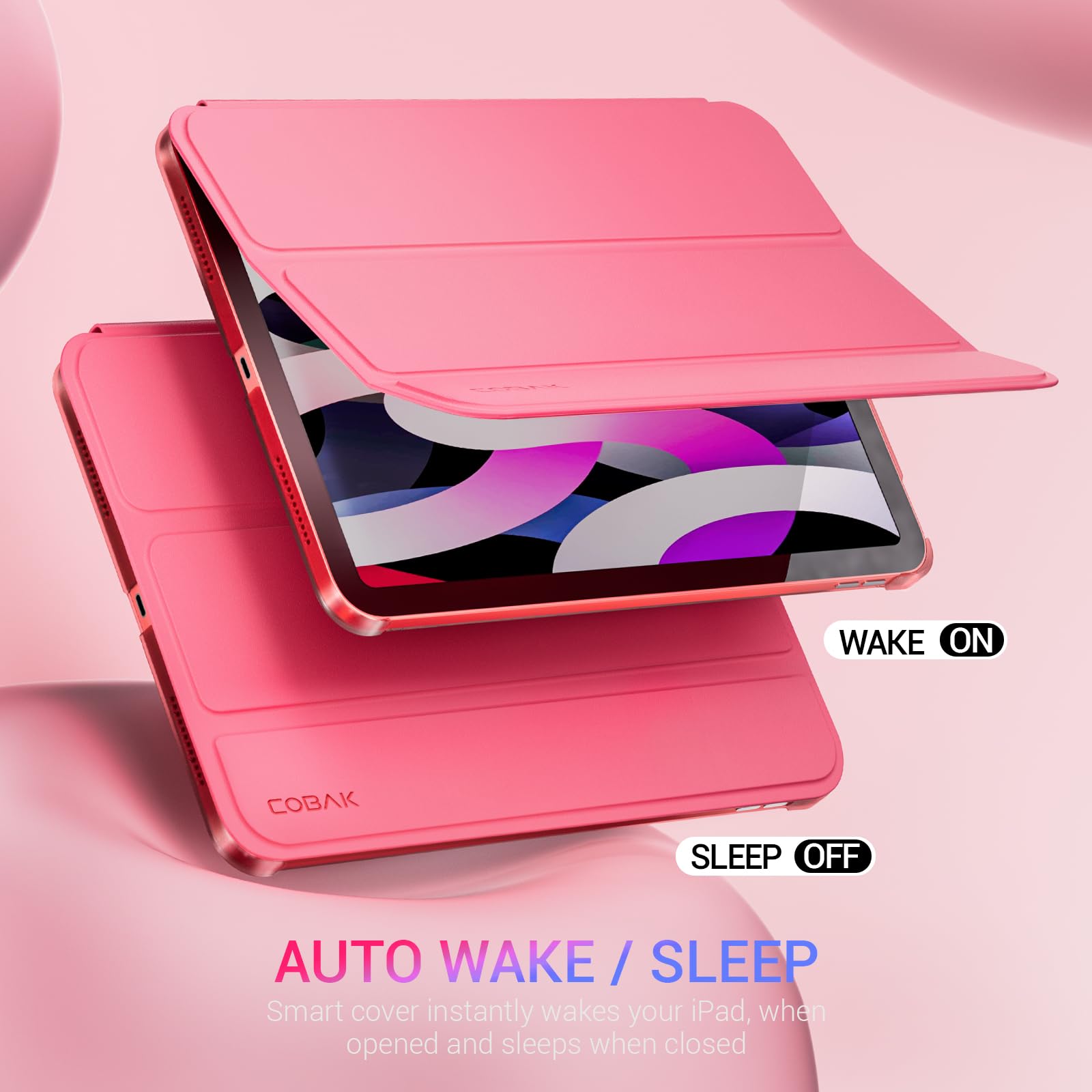 iPad 11th Gen (10th Compatible) Slim Stand Cover with Clear Hard Back, Touch ID#Color_Raspberry
